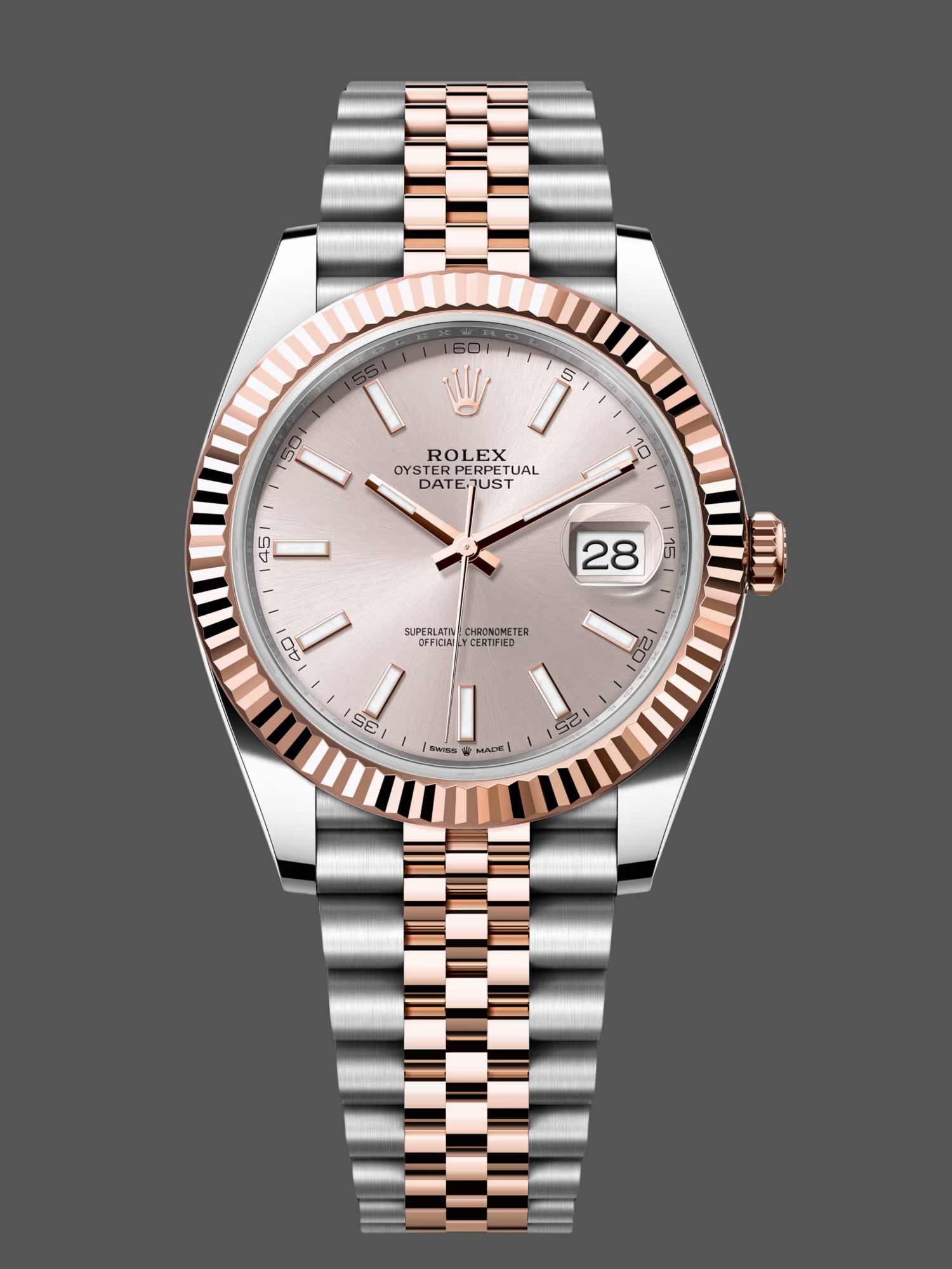 Replica Rolex Datejust 41mm Two Tone Rose Gold Jubilee Band Sundust Index Dial 126331 0010