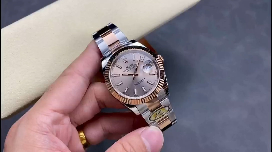 Replica Rolex Datejust 41mm Two Tone Rose Gold Sundust Index Dial 126331 0009