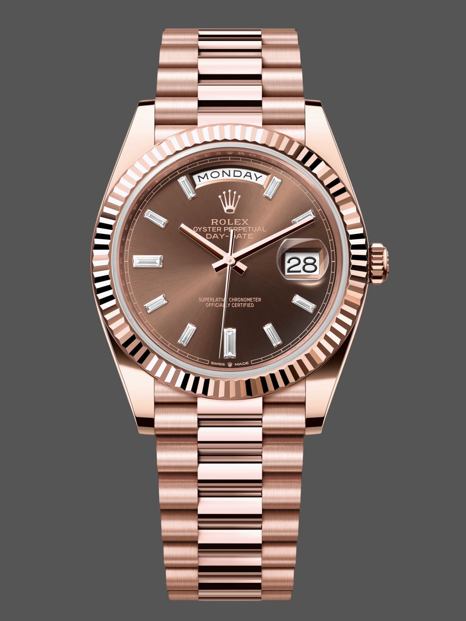 Replica Rolex Day Date 40 18kt Everose Gold Rolex President Chocolate Dial m228235 0003