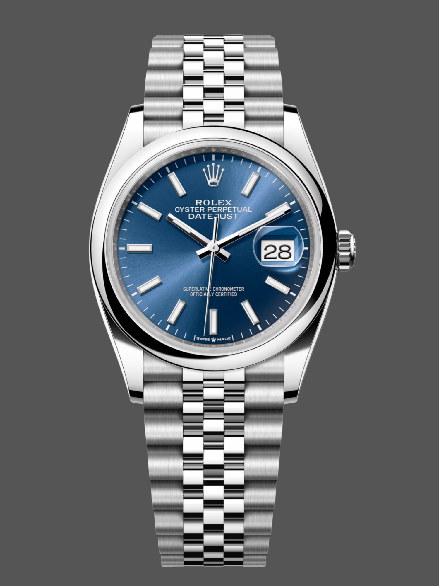 Rolex Datejust 126200 0005 Blue Index Dial Jubilee Stainless Steel 36MM Unisex Replica Watch