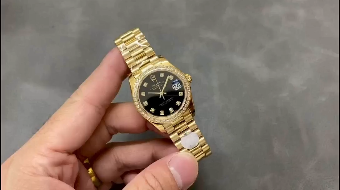 Replica Rolex Datejust 31mm Yellow Gold Black Dial 178288 0011 Ladies Watch