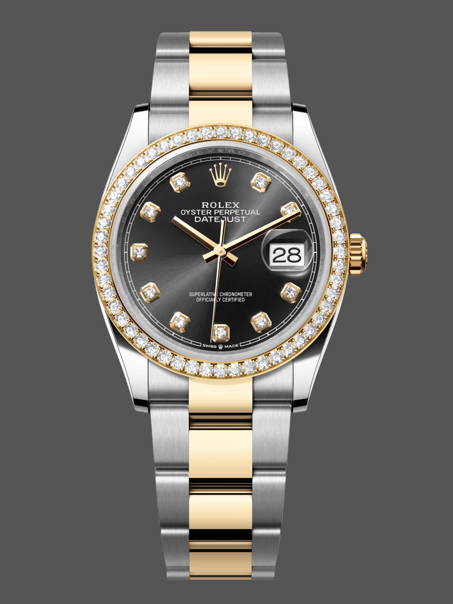 Replica Rolex Datejust 36 Yellow Gold Black Dial m126283rbr 0008 Women's Watch