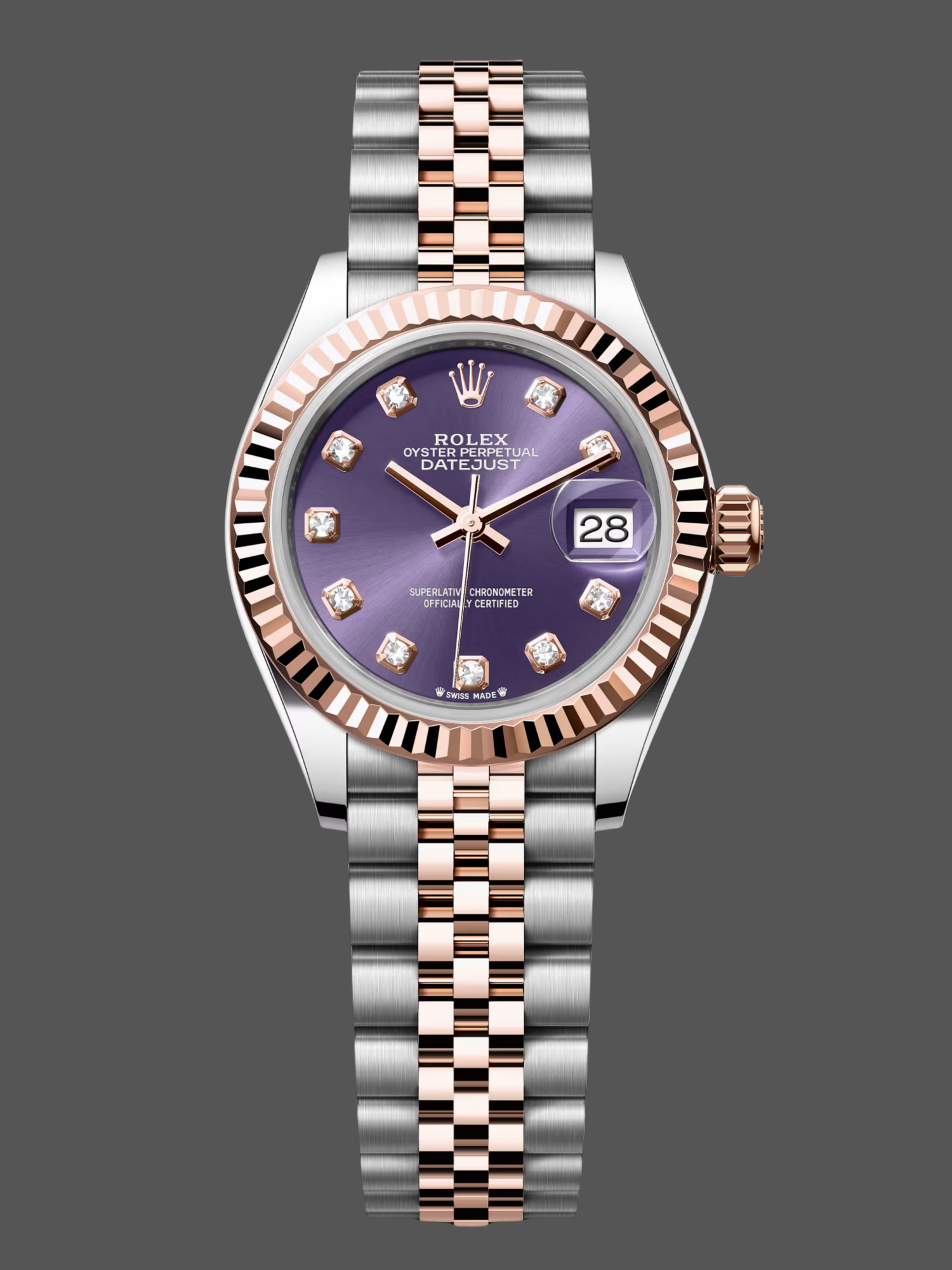 Replica Rolex Datejust 28 Oystersteel and Rose Gold m279171 0015 Lady Watch