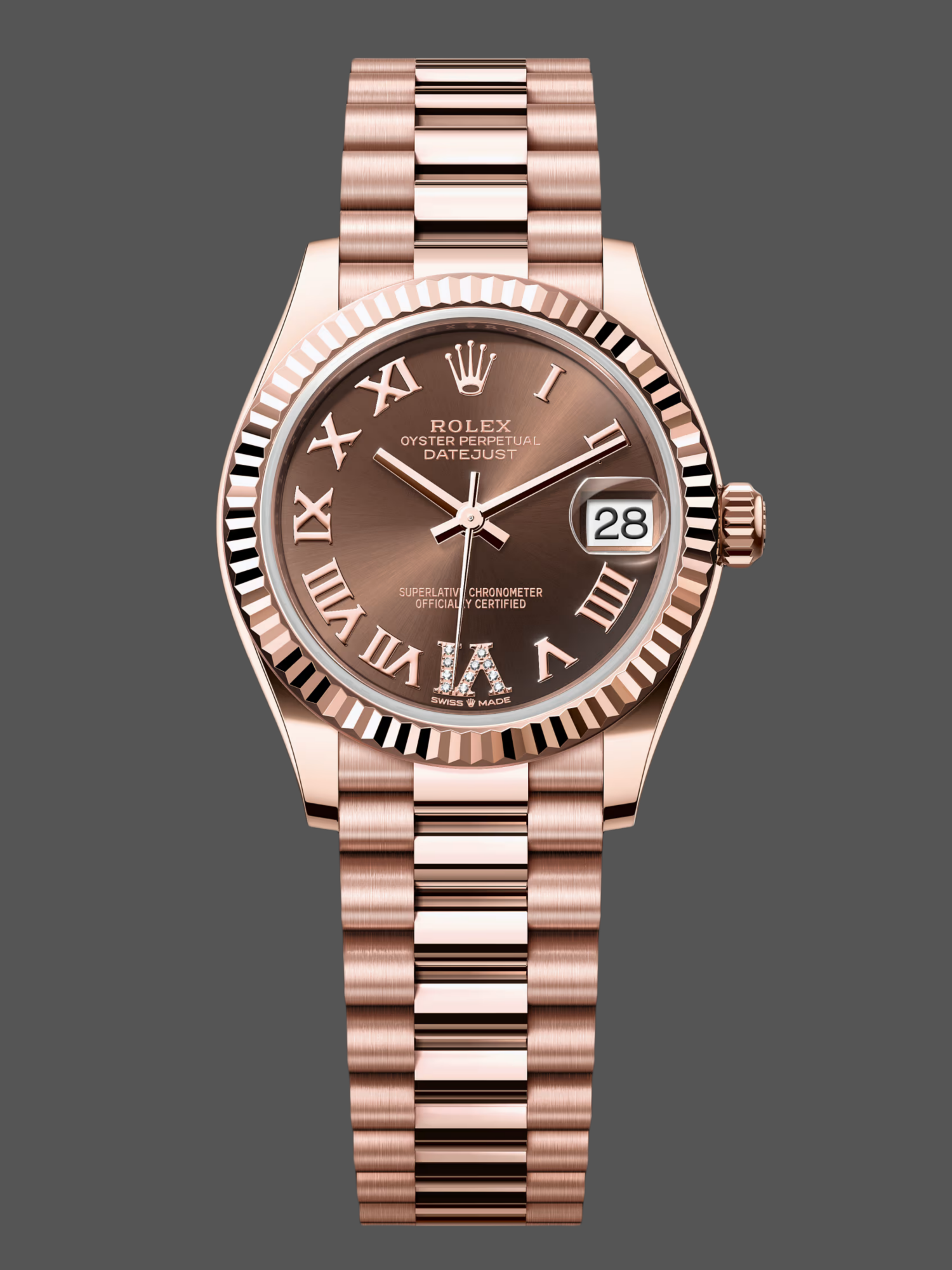 Replica Rolex Datejust 31 Everose Gold Chocolate Dial m278275 0025