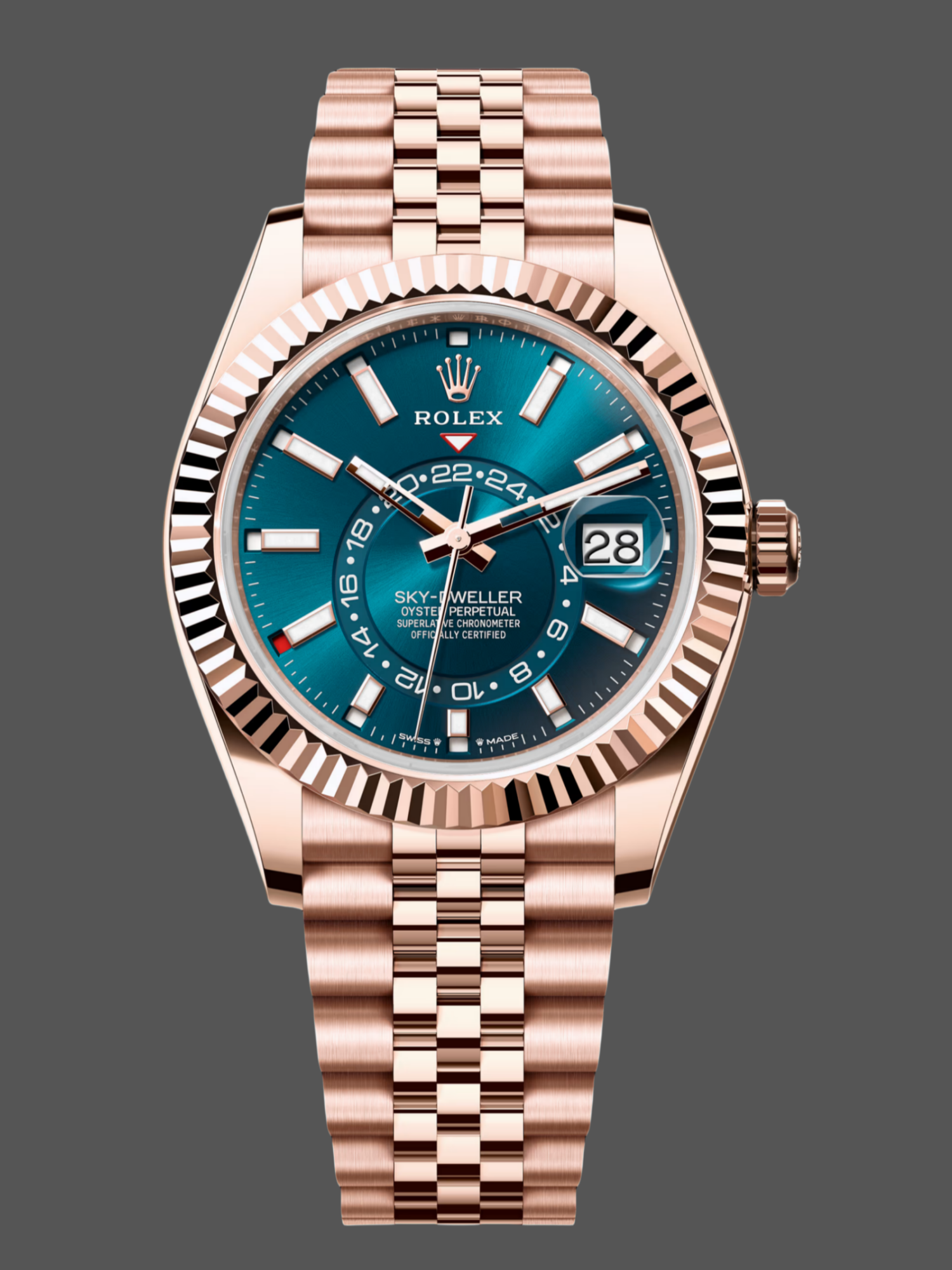 Replica Rolex Sky Dweller 42 Everose Gold Blue Green Dial m336935 0005 Men's Watch