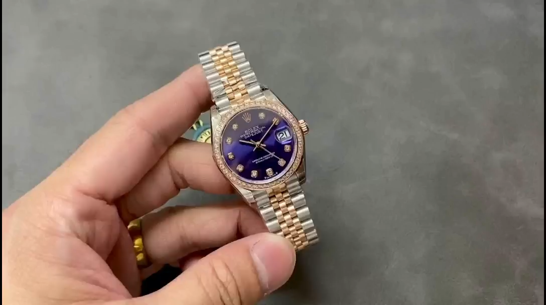 Replica Rolex Datejust 28 Rose Dial Purple Gold m279381rbr 0015 Lady Watch