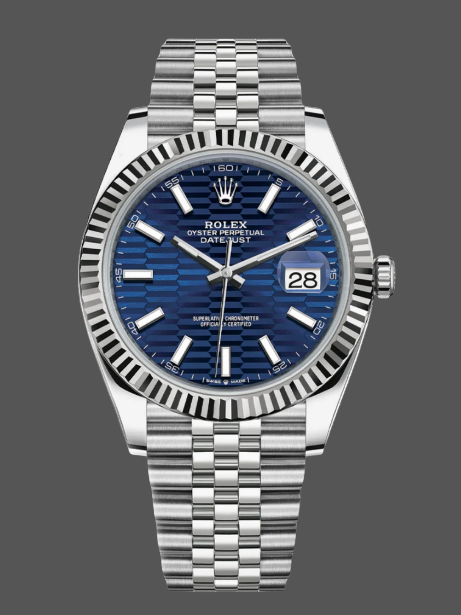 Replica Rolex Datejust 41mm Pre owned Blue Motif Dial Jubilee Bracelet 126334