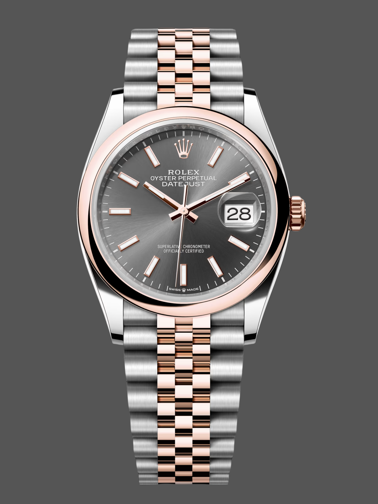 Replica Rolex Datejust 36 Everose Gold Grey Dial Jubilee m126201 0013