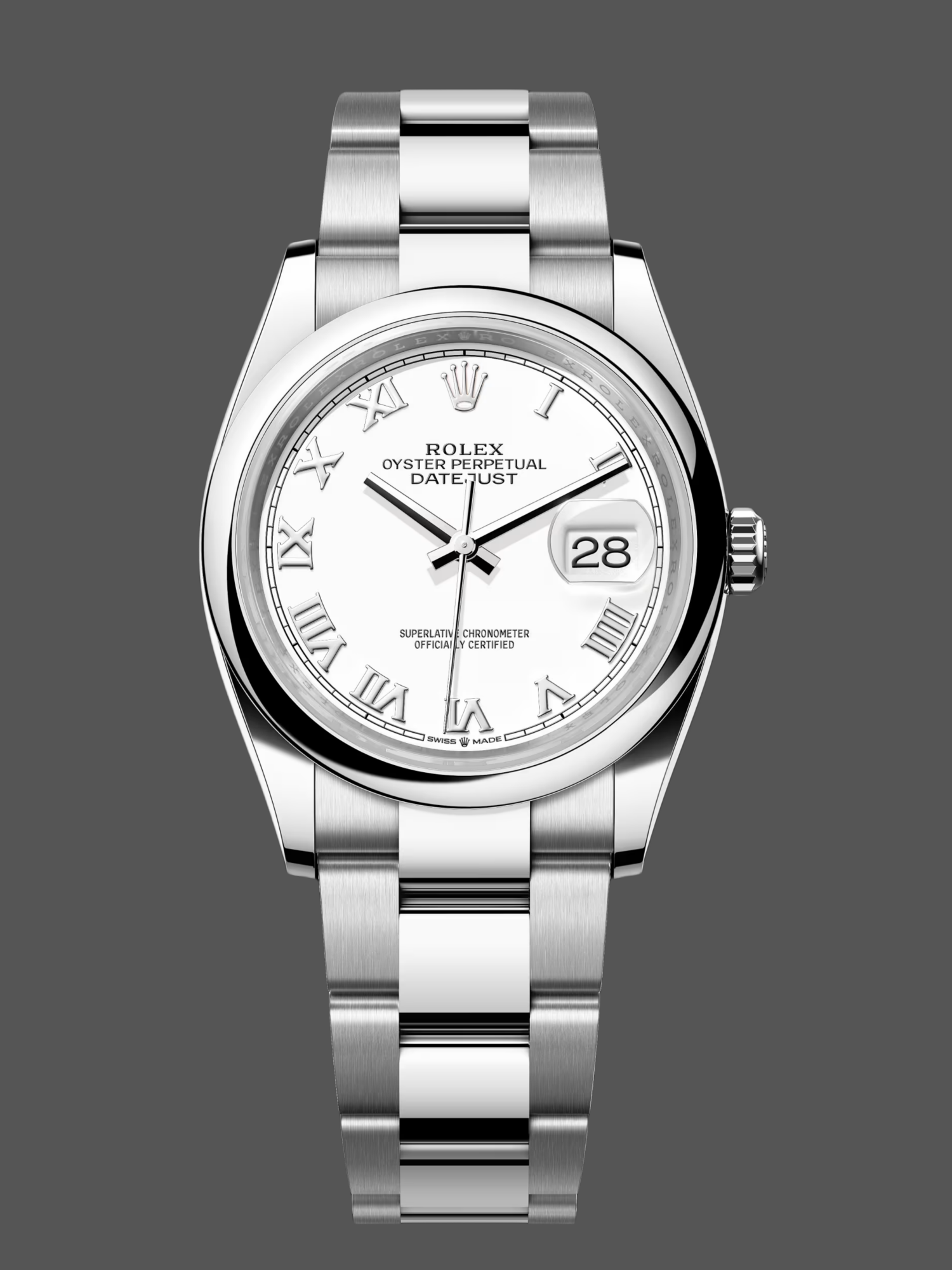 Rolex Datejust 126200 White Roman Dial Stainless Steel 36MM Unisex Replica Watch