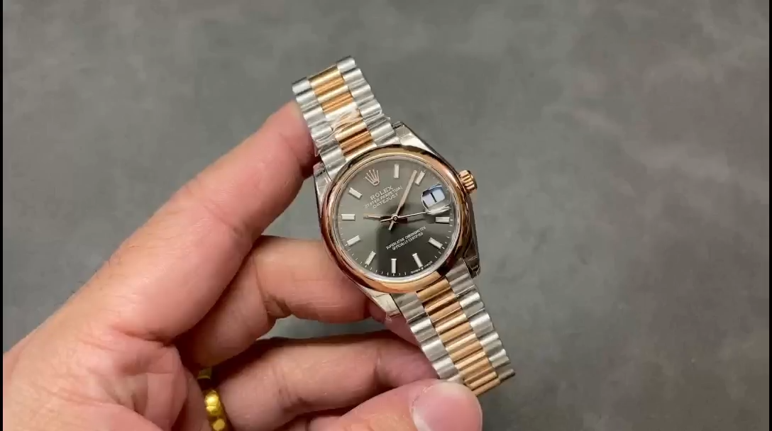 Replica Rolex Datejust 36 Everose Gold Grey Dial Jubilee m126201 0013