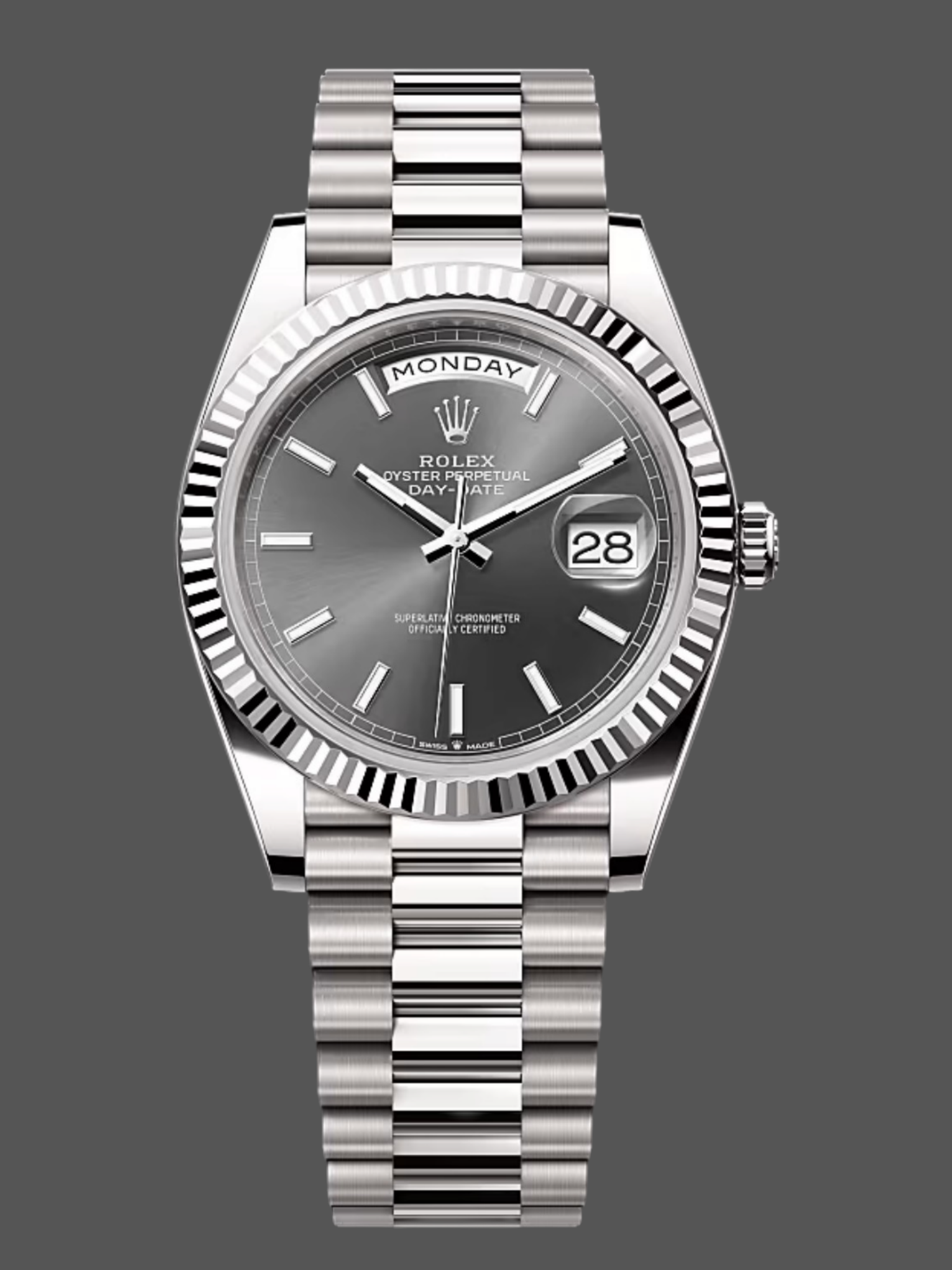 Replica Rolex Day Date 40 18K White Gold Slate Dial M228239 0060 Men's Watch