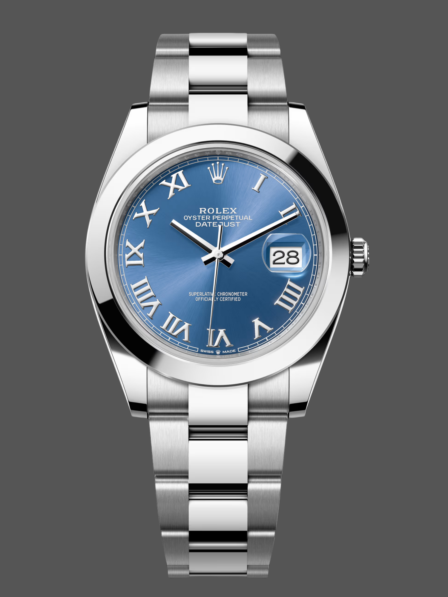 Replica Rolex Datejust 41 Stainless Steel Azzuro Blue Roman Dial M126300 0017 Men's Watch