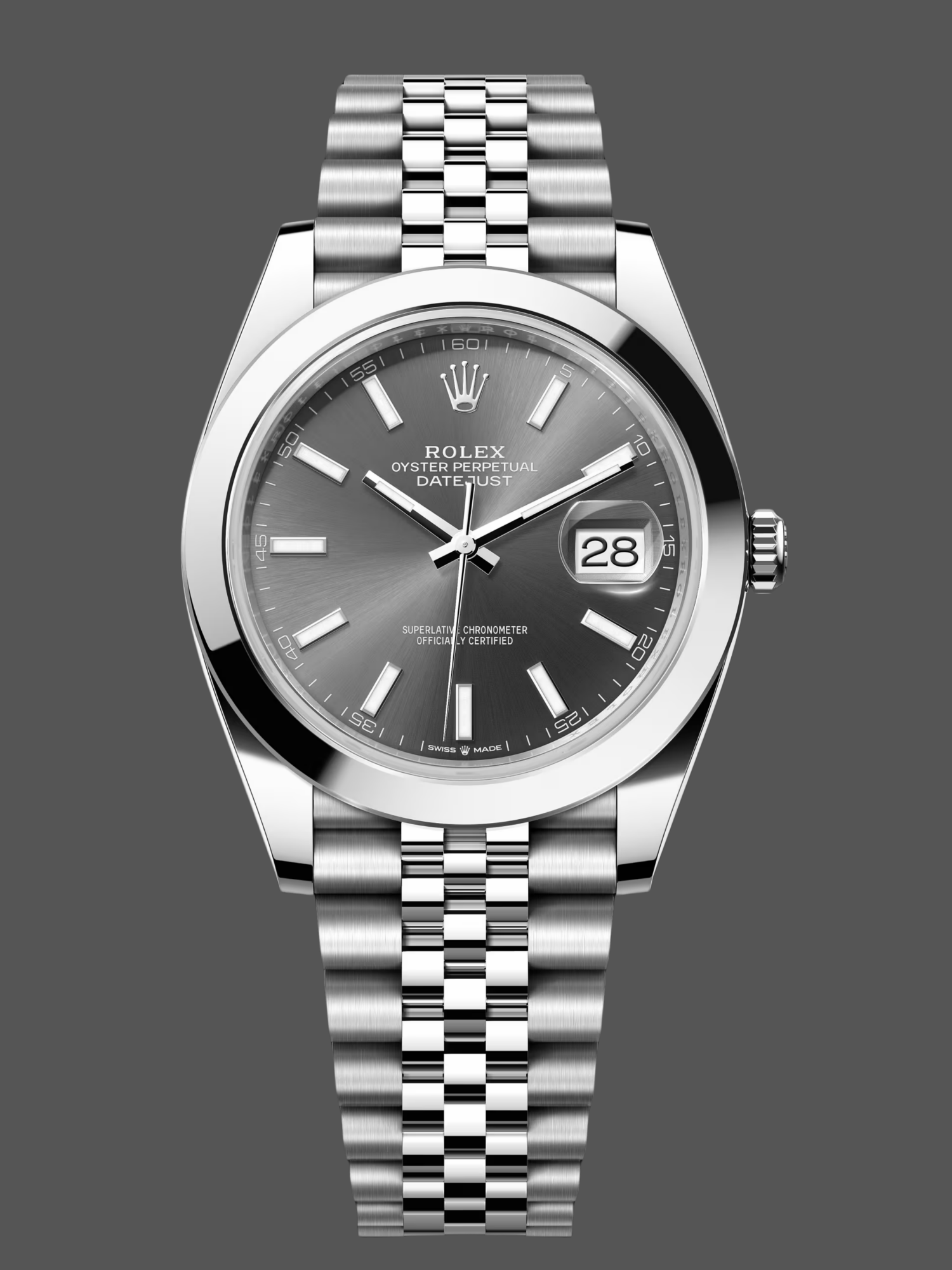 Replica Rolex Datejust 41 Stainless Steel Grey Dial Jubilee Band M126300 0008 Men's Watch