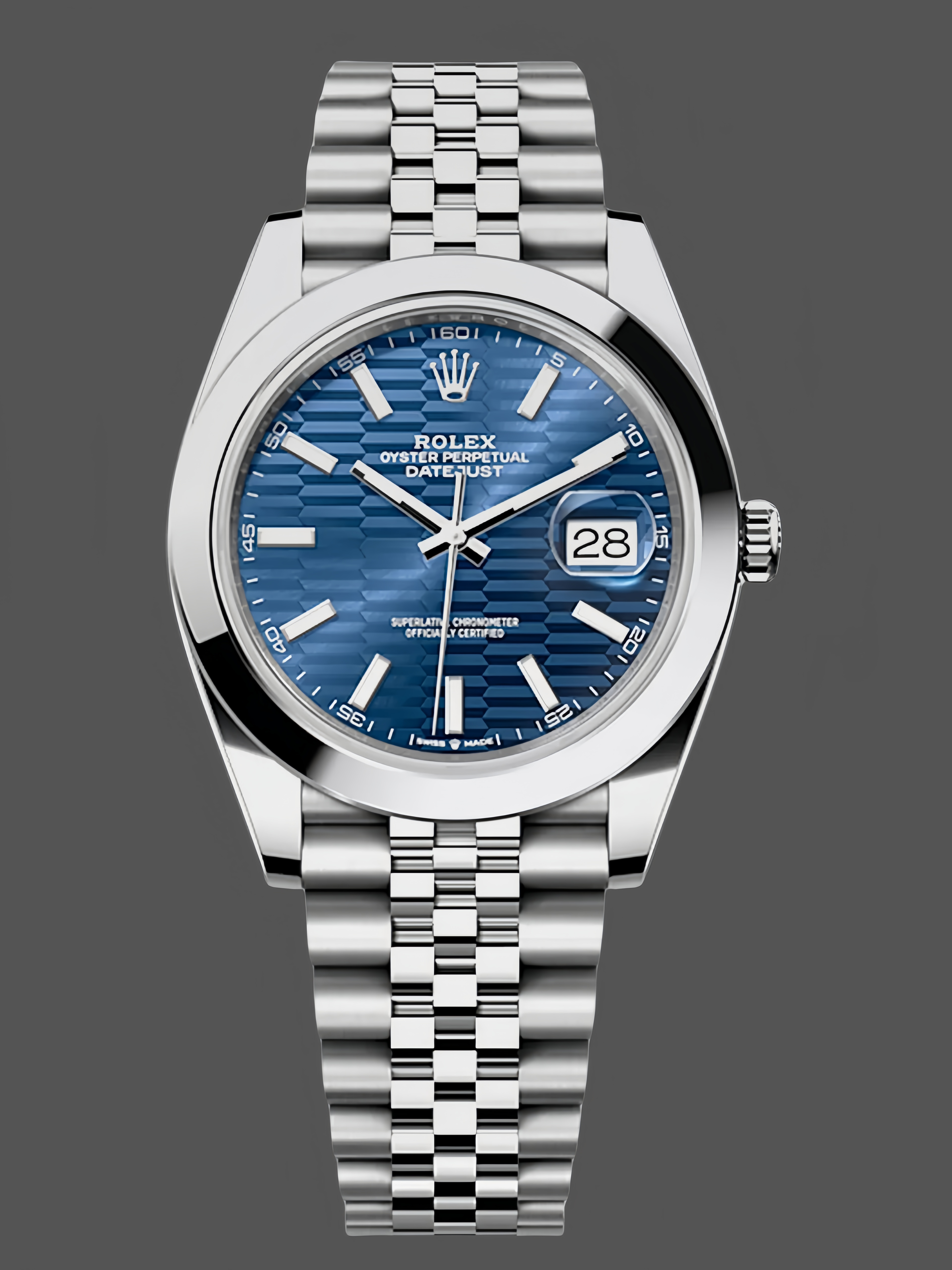 Replica Rolex Datejust 41 Stainless Steel Smooth 126300 0024 Blue Stick Dial