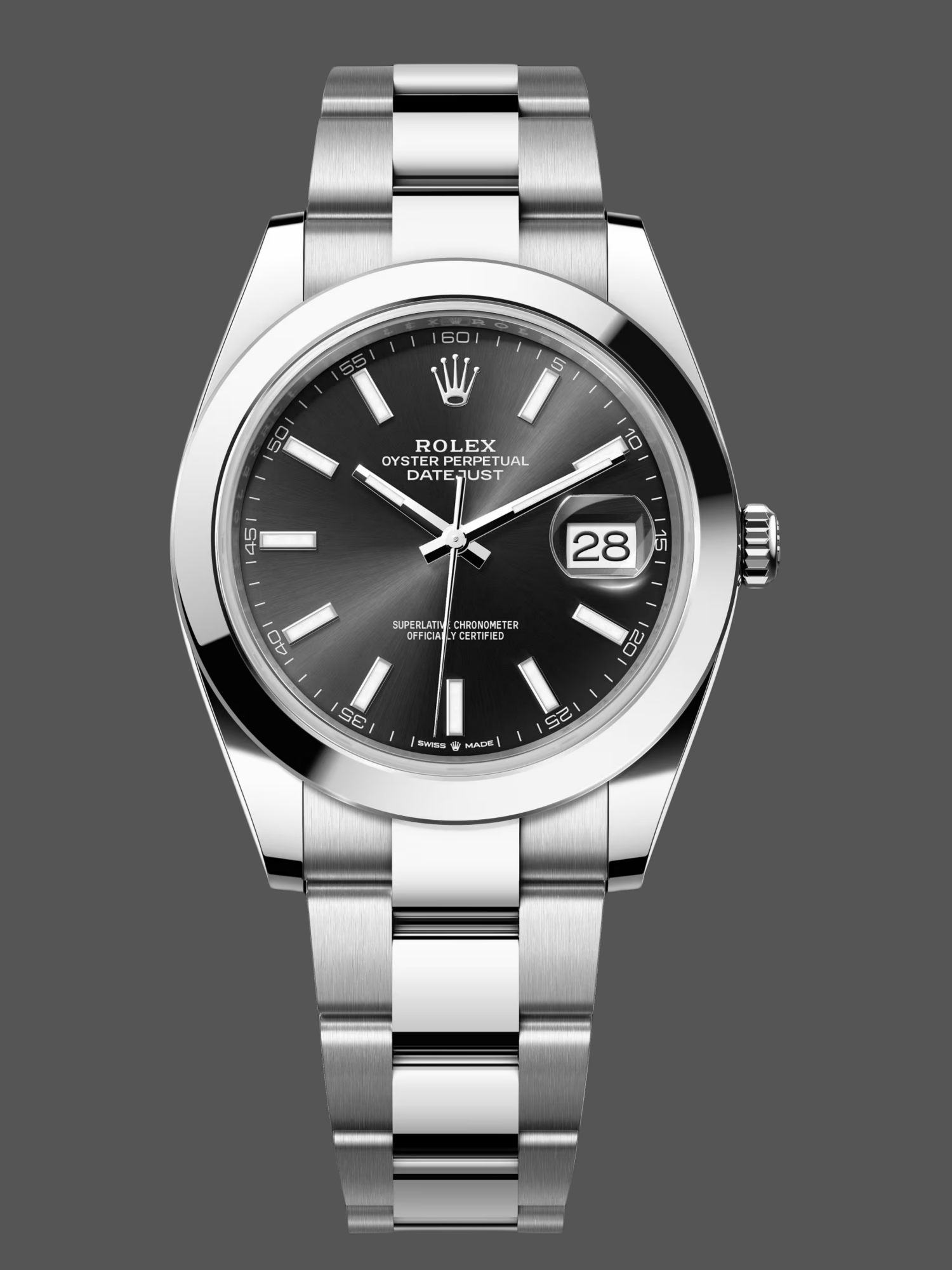 Replica Rolex Datejust 41mm Black Index Oyster Stainless Steel 126300 0011 Men's Watch