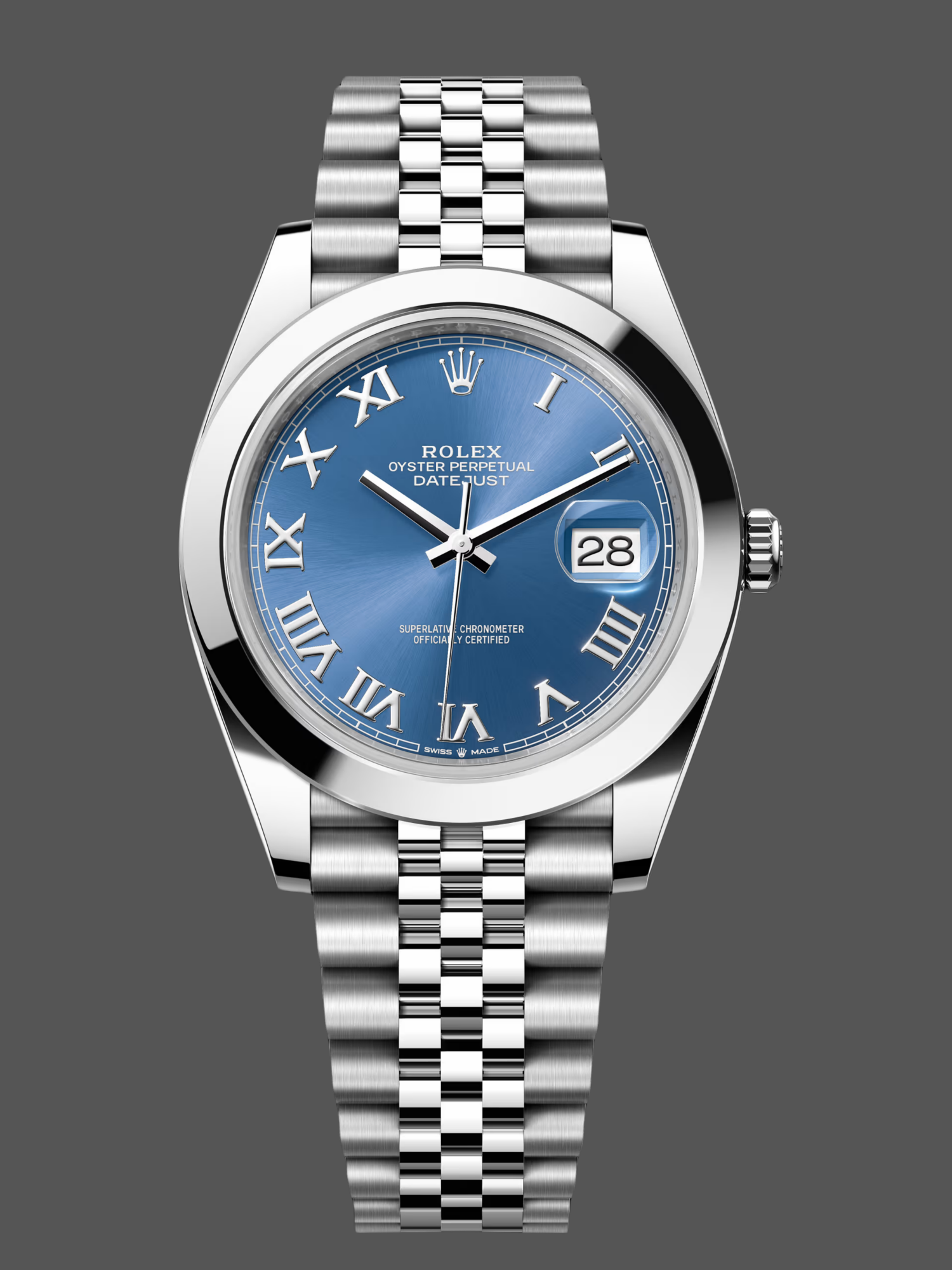 Replica Rolex Datejust 41 Stainless Steel Blue Roman Dial Jubilee Bracelet M126300 0018 Men's Watch