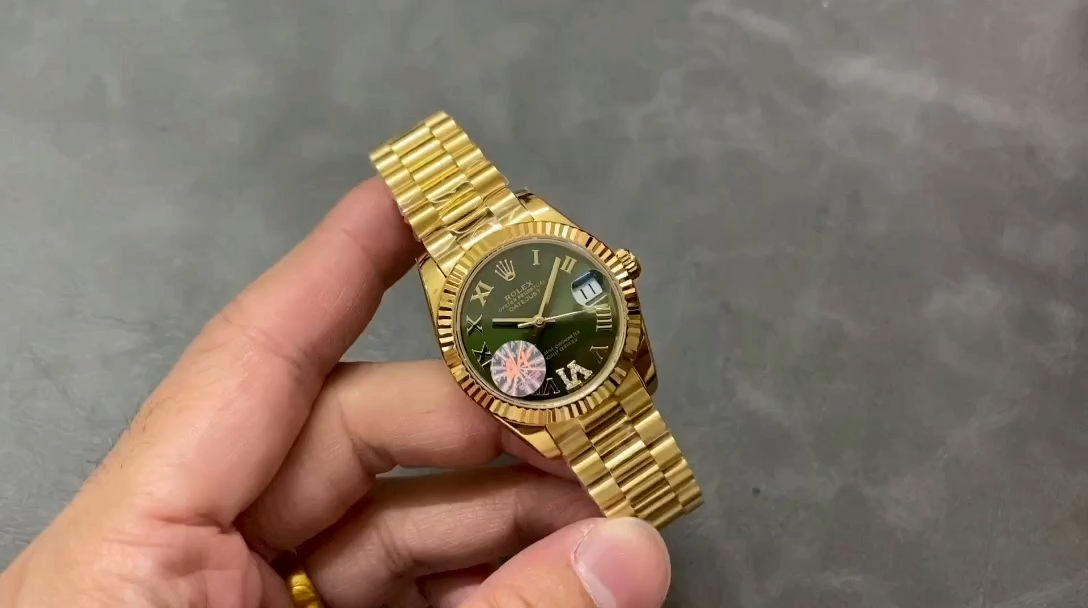 Replica Rolex Datejust 31 Yellow Gold Green Dial m278278 0030 Women's Watch