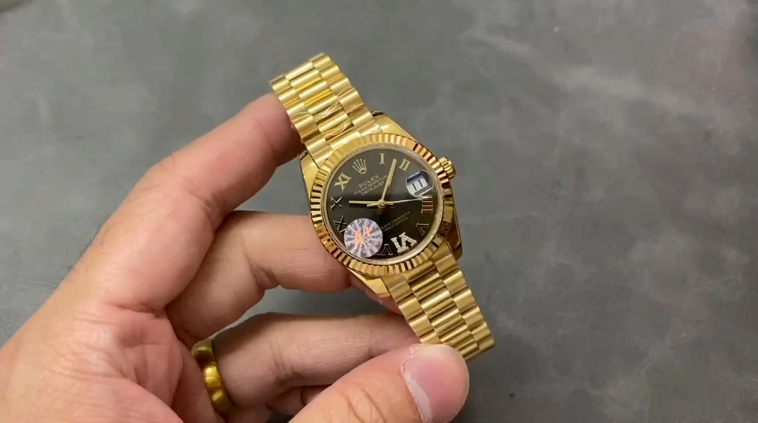 Replica Rolex Datejust 31mm Yellow Gold M278278 0032 Dark Grey Roman VI President