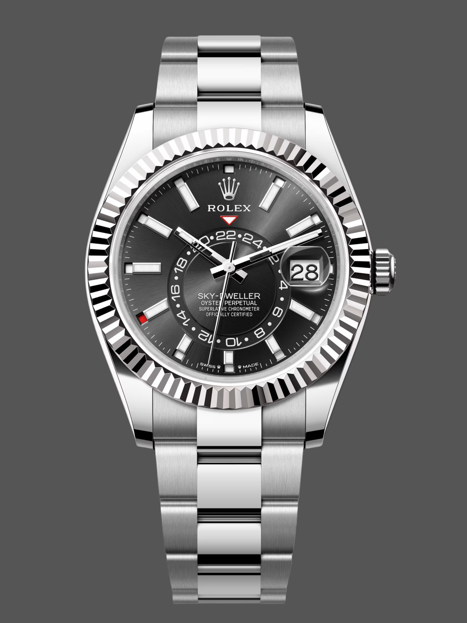 Replica Rolex Sky Dweller 42 White Rolesor Black Dial Oyster M336934 0007 Men's Watch