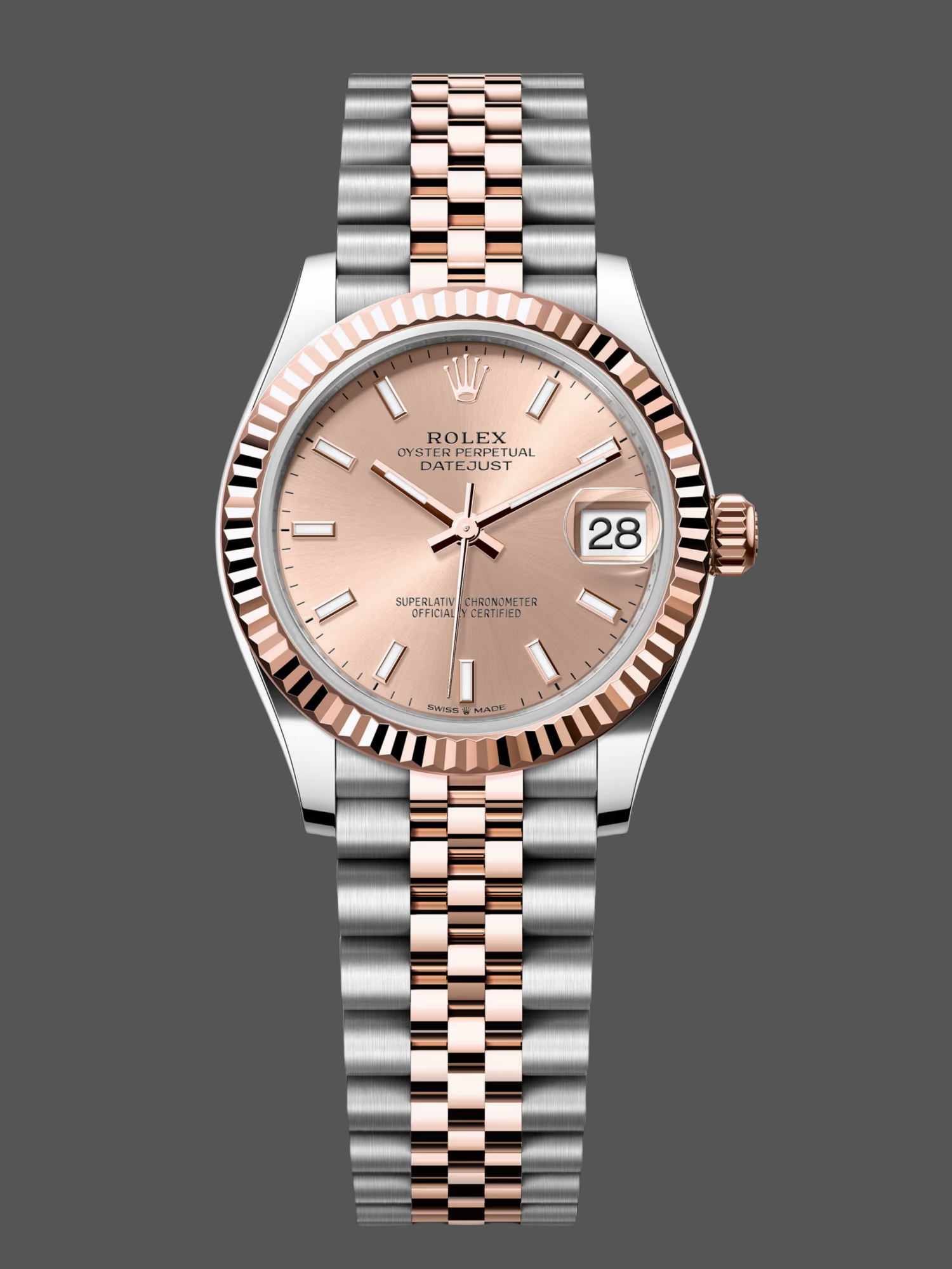 Replica Rolex Datejust 31mm Stainless Steel and Rose Gold m278271 0010 Rose Index Jubilee ladies watch