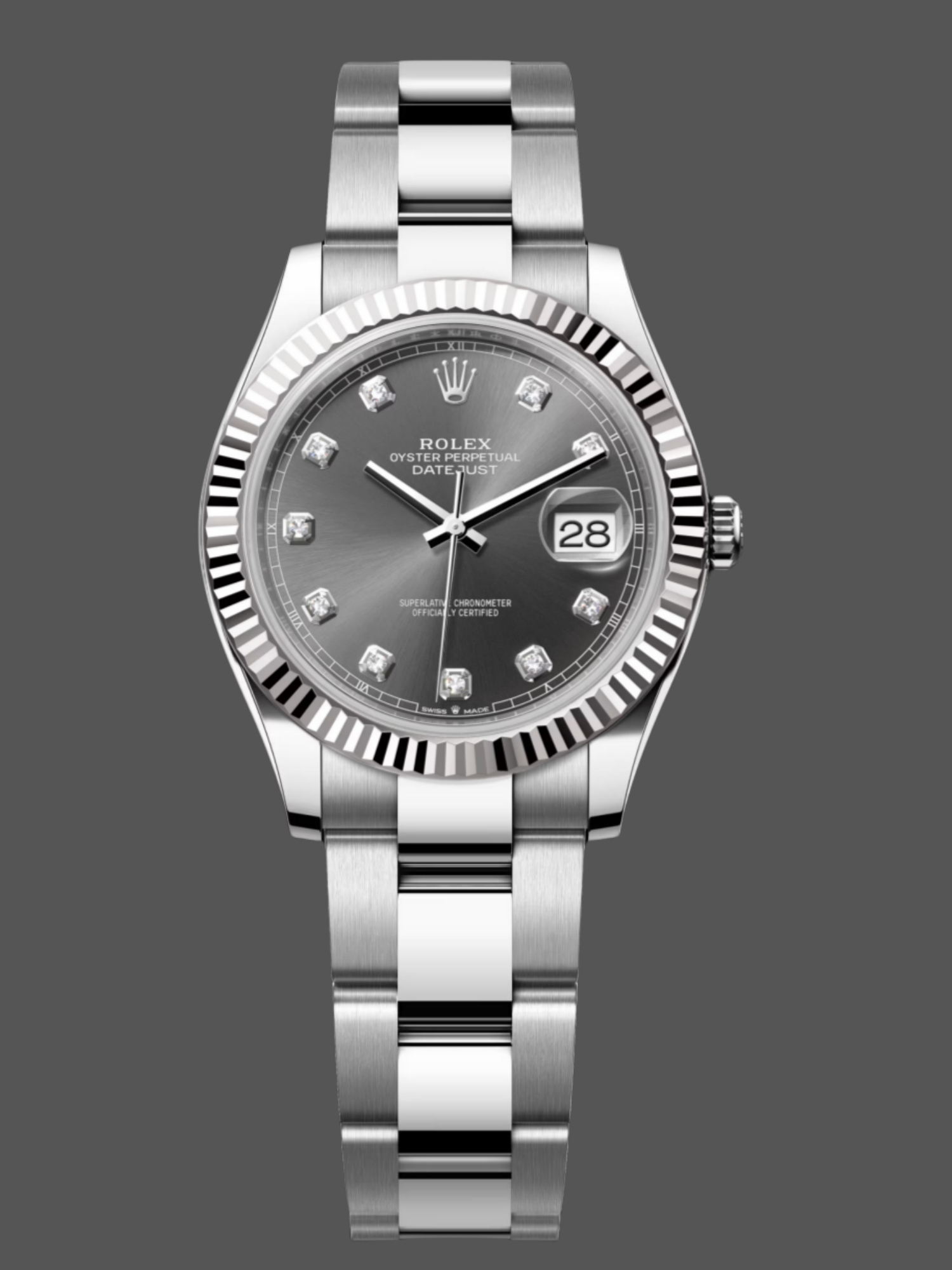 Replica Rolex Datejust 31 Stainless Steel and White Gold Grey Dial M278274 Women's Watch