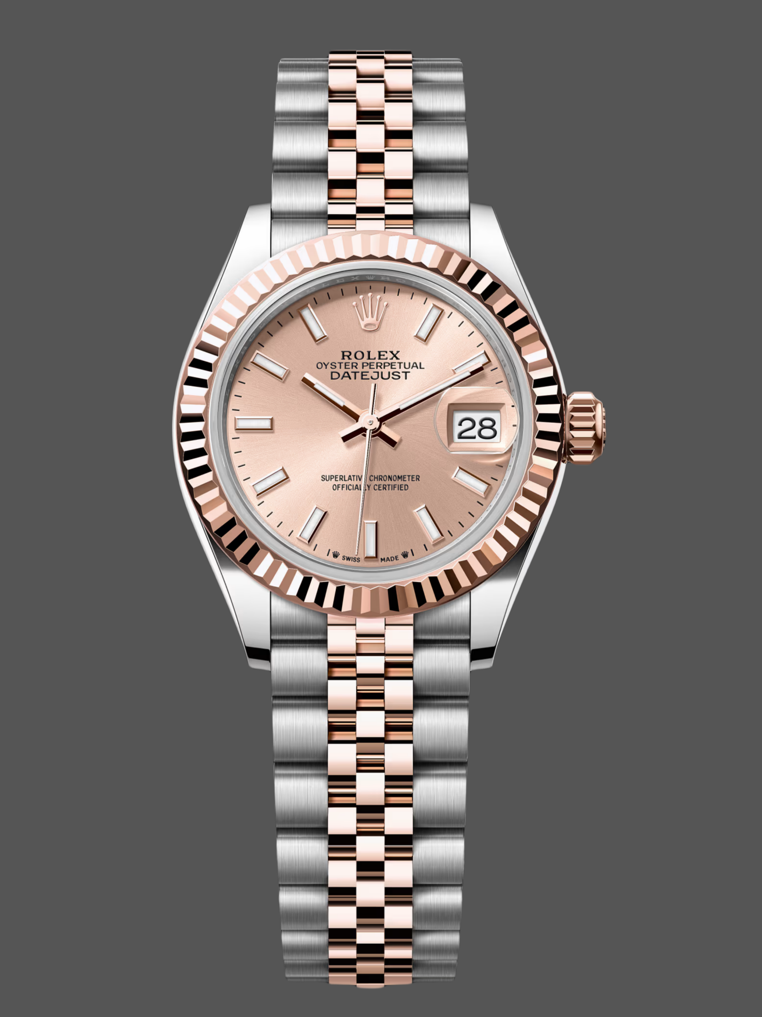 Replica Rolex Datejust 28 Stainless Steel and Everose Gold 279171 0023 Rose Index Jubilee Lady Watch