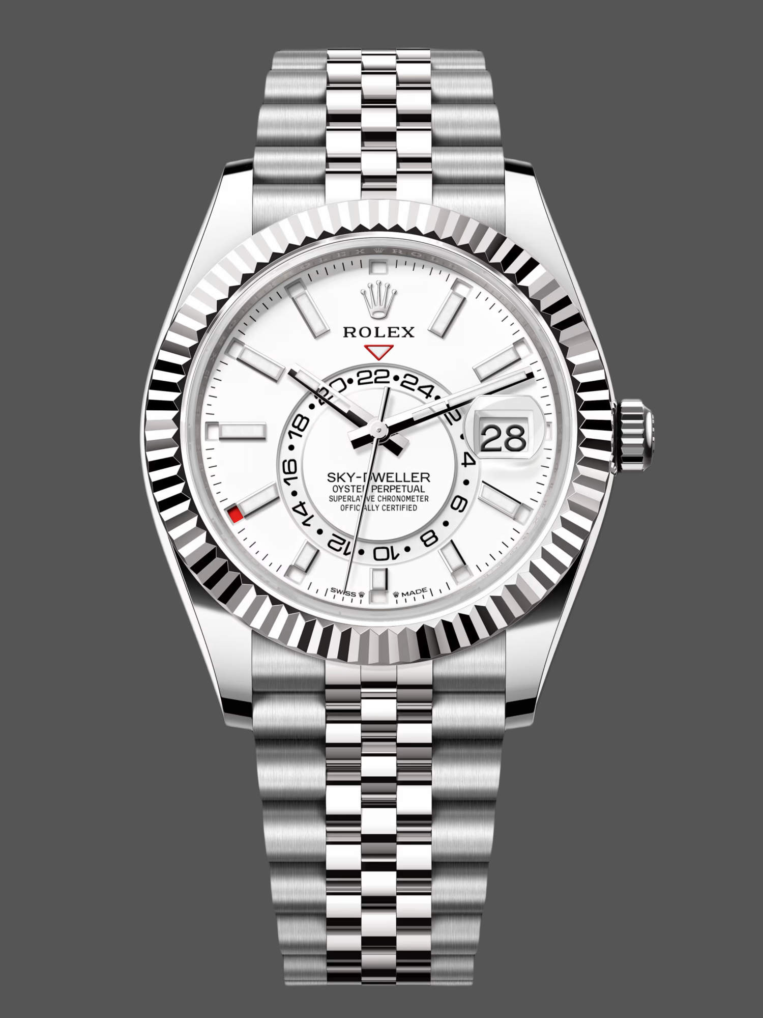 Replica Rolex Sky Dweller 42 White Dial Fluted Bezel M336934 0004 Men's Watch