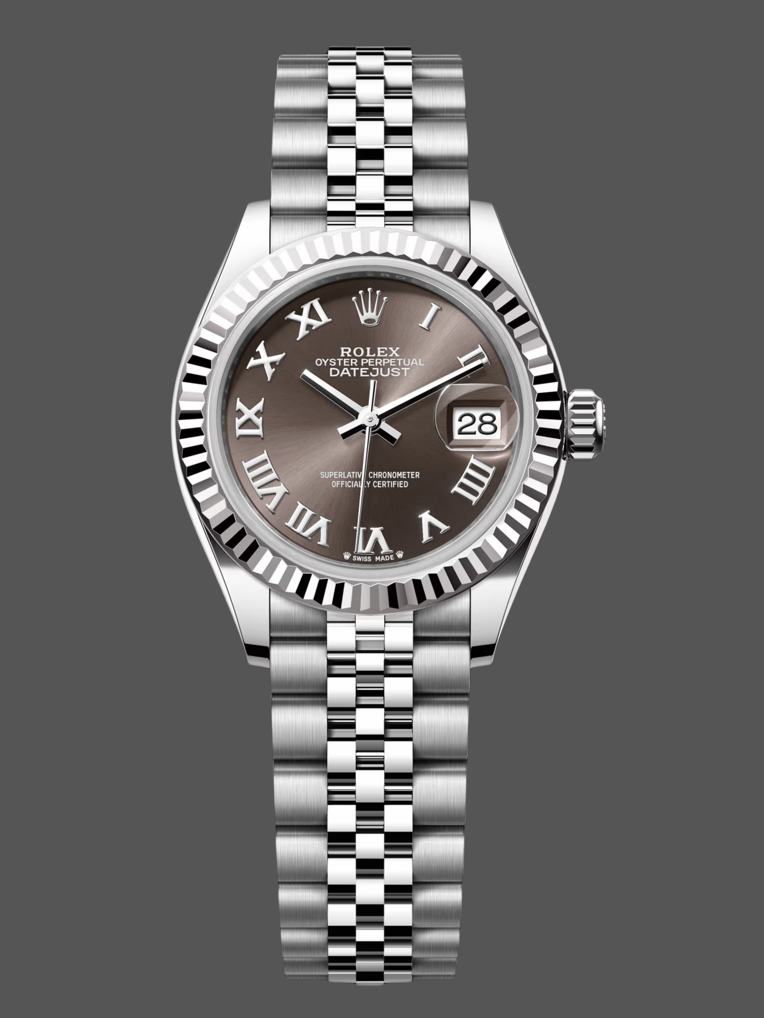 Rolex Datejust 279174 Stainless Steel Dark Grey Roman Dial 28mm Lady Replica Watch