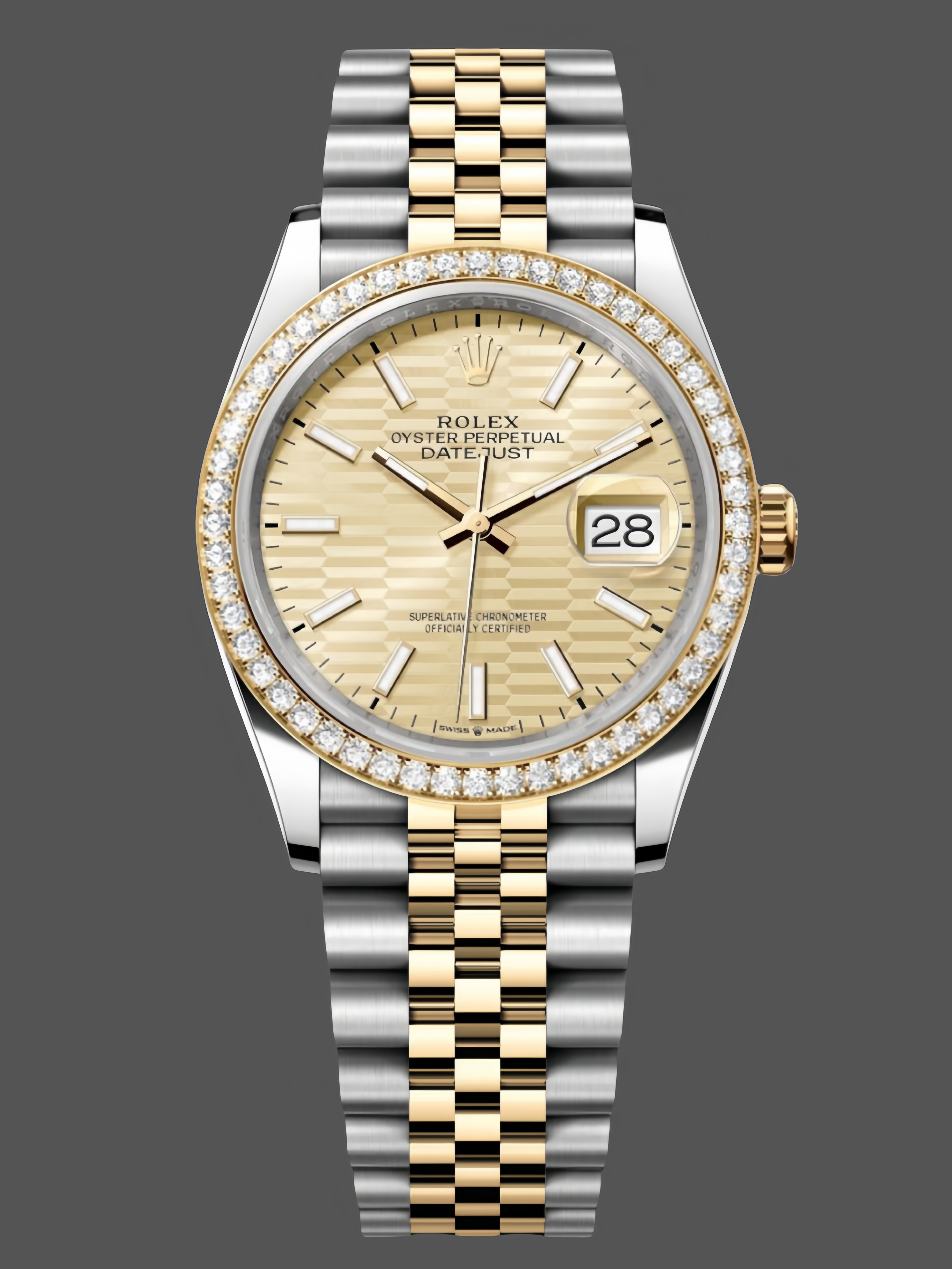 Replica Rolex Datejust 36mm Stainless Steel and Yellow Gold 126283RBR Champagne Index Jubilee