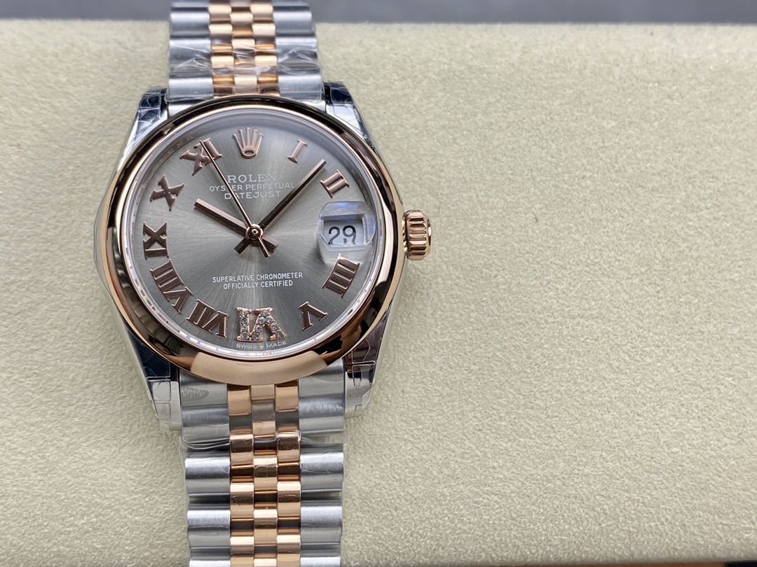 Replica Rolex Datejust 31mm Stainless Steel and Rose Gold m278241 0030 Rhodium Roman VI Jubilee