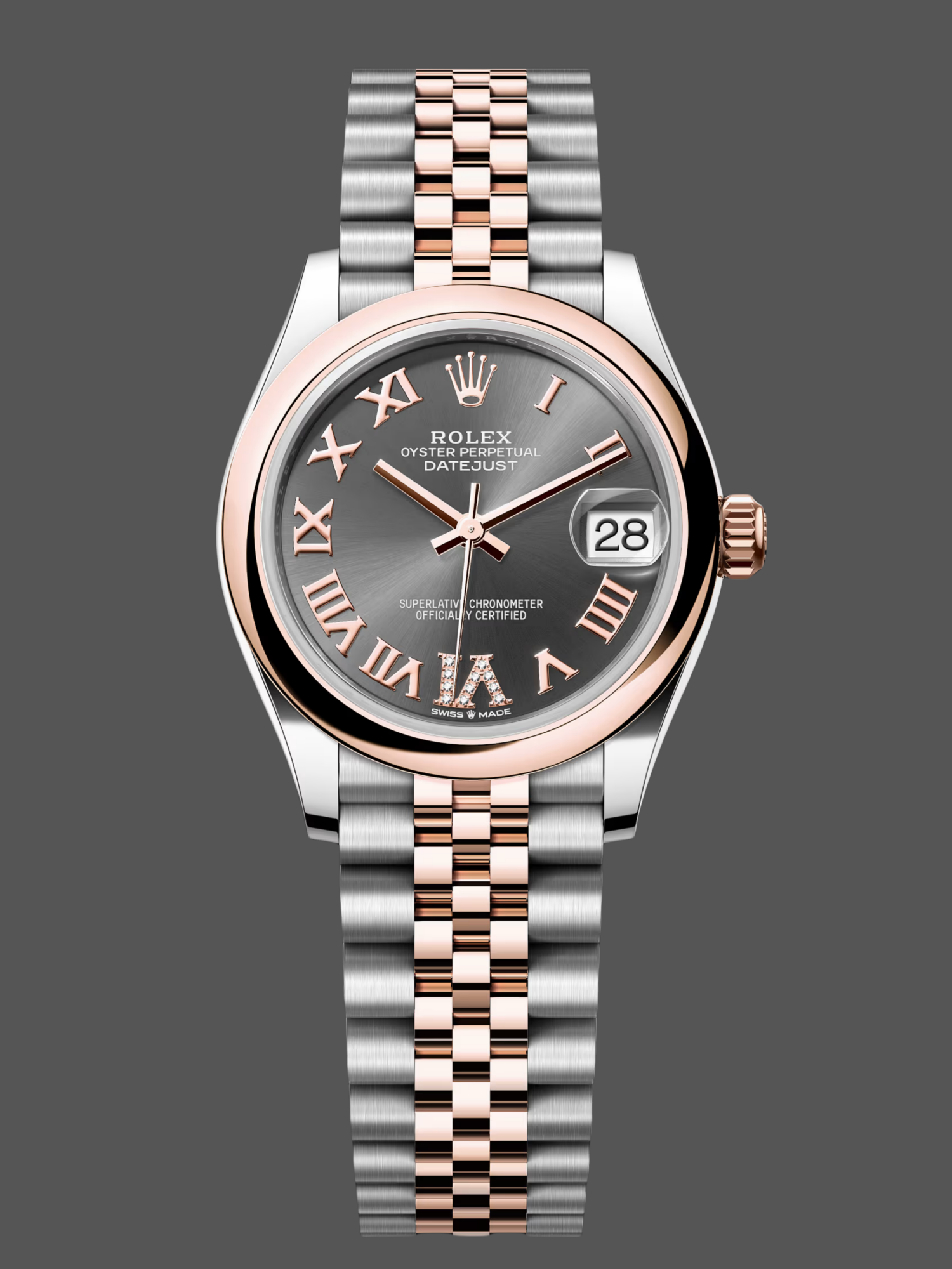 Replica Rolex Datejust 31mm Stainless Steel and Rose Gold m278241 0030 Rhodium Roman VI Jubilee