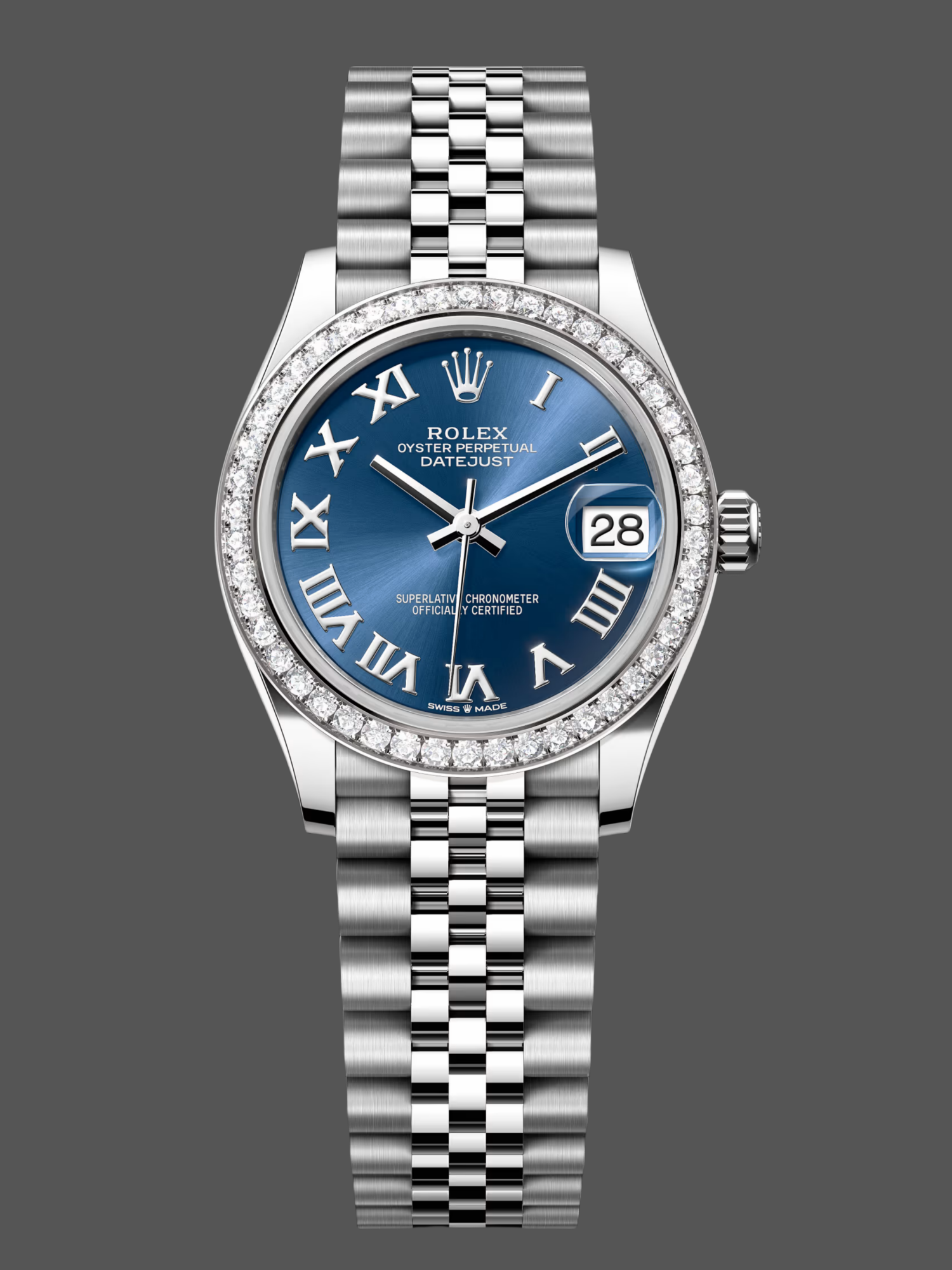Replica Rolex Datejust 31 Stainless Steel and White Gold Blue Roman Dial m278384rbr 0037 Women's Watch