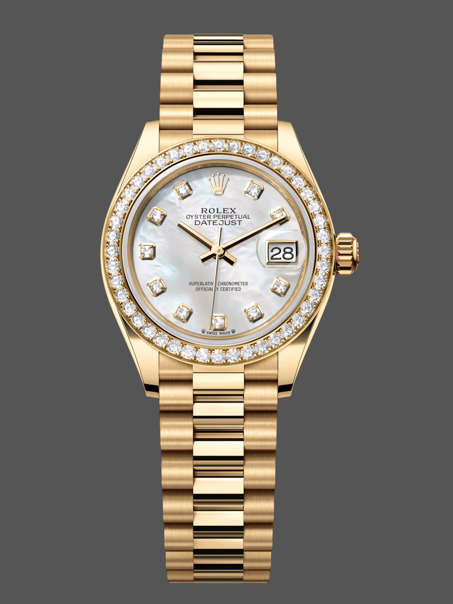 Replica Rolex Datejust 28mm Yellow Gold MOP Dial M279138RBR 0015 Women's Watch