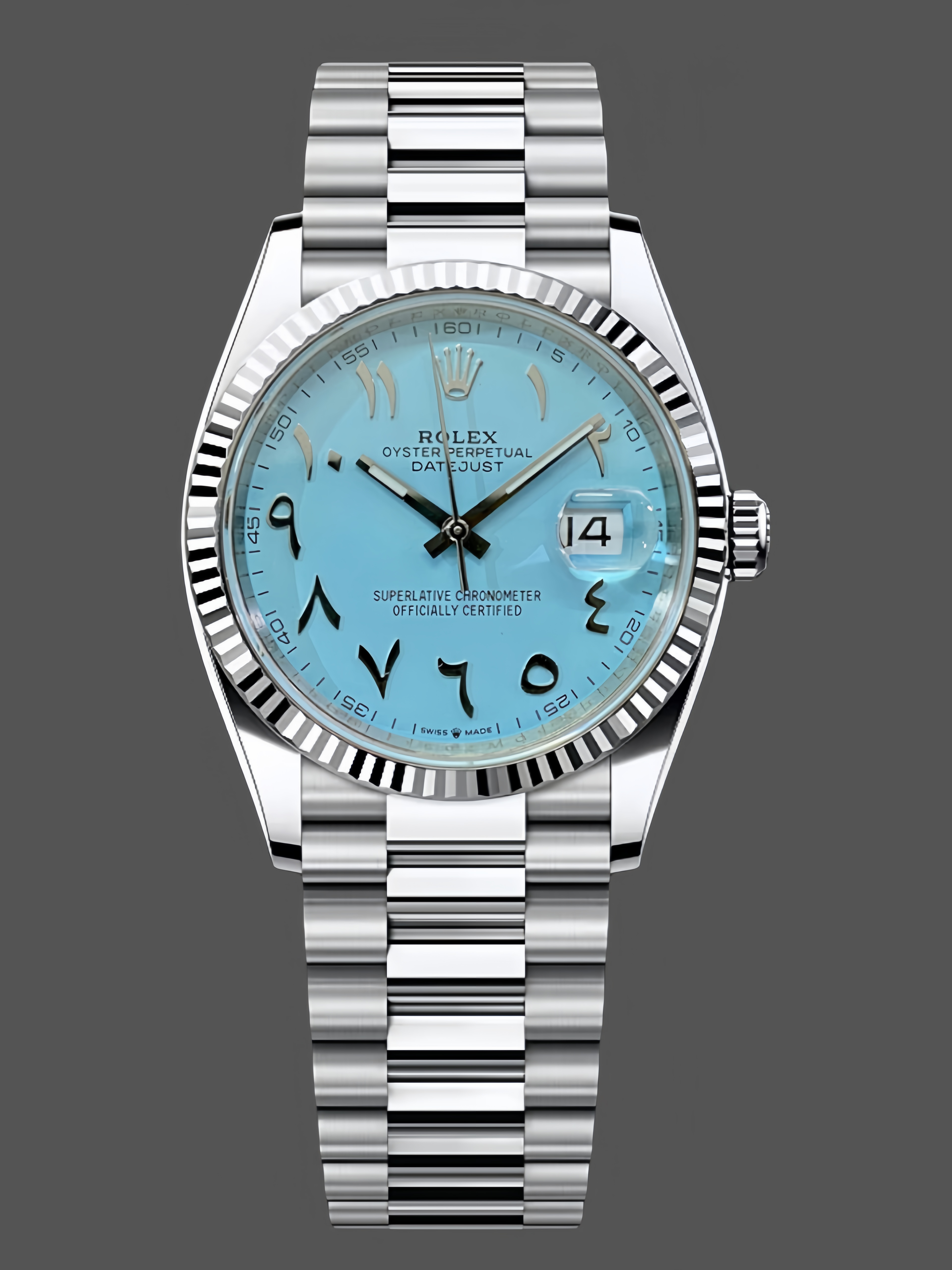 Replica Rolex Datejust 41 Ice Blue Dial with Fluted Bezel 126334 Men's Watch