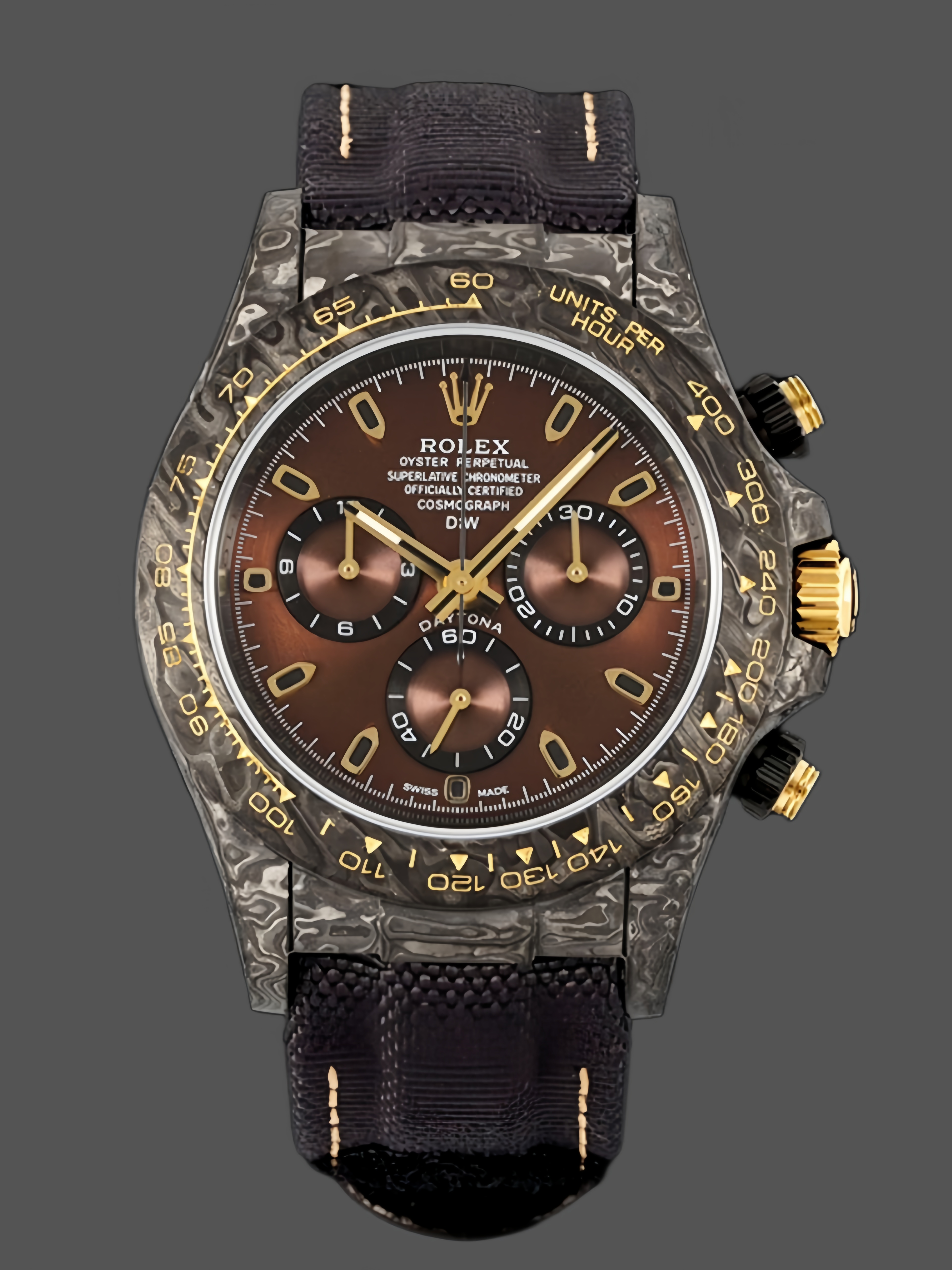 Replica Rolex Daytona 40mm DIW Carbon Case Chocolate Dial Nylon Strap Mens Watch