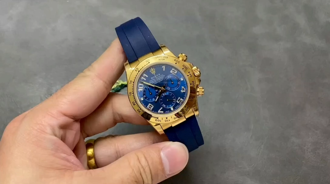 Replica Rolex Cosmograph Daytona Yellow Gold Case Blue Dial 116518 Men's Watch