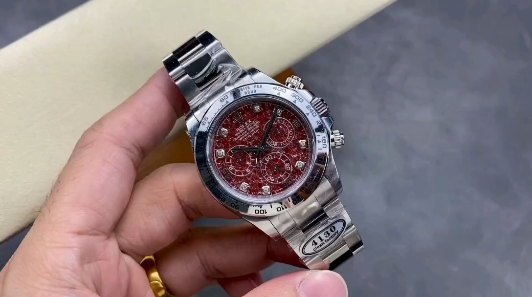 Replica Rolex Cosmograph Daytona 40MM White Gold Rare Rubellite Dial 116509 Men's Watch