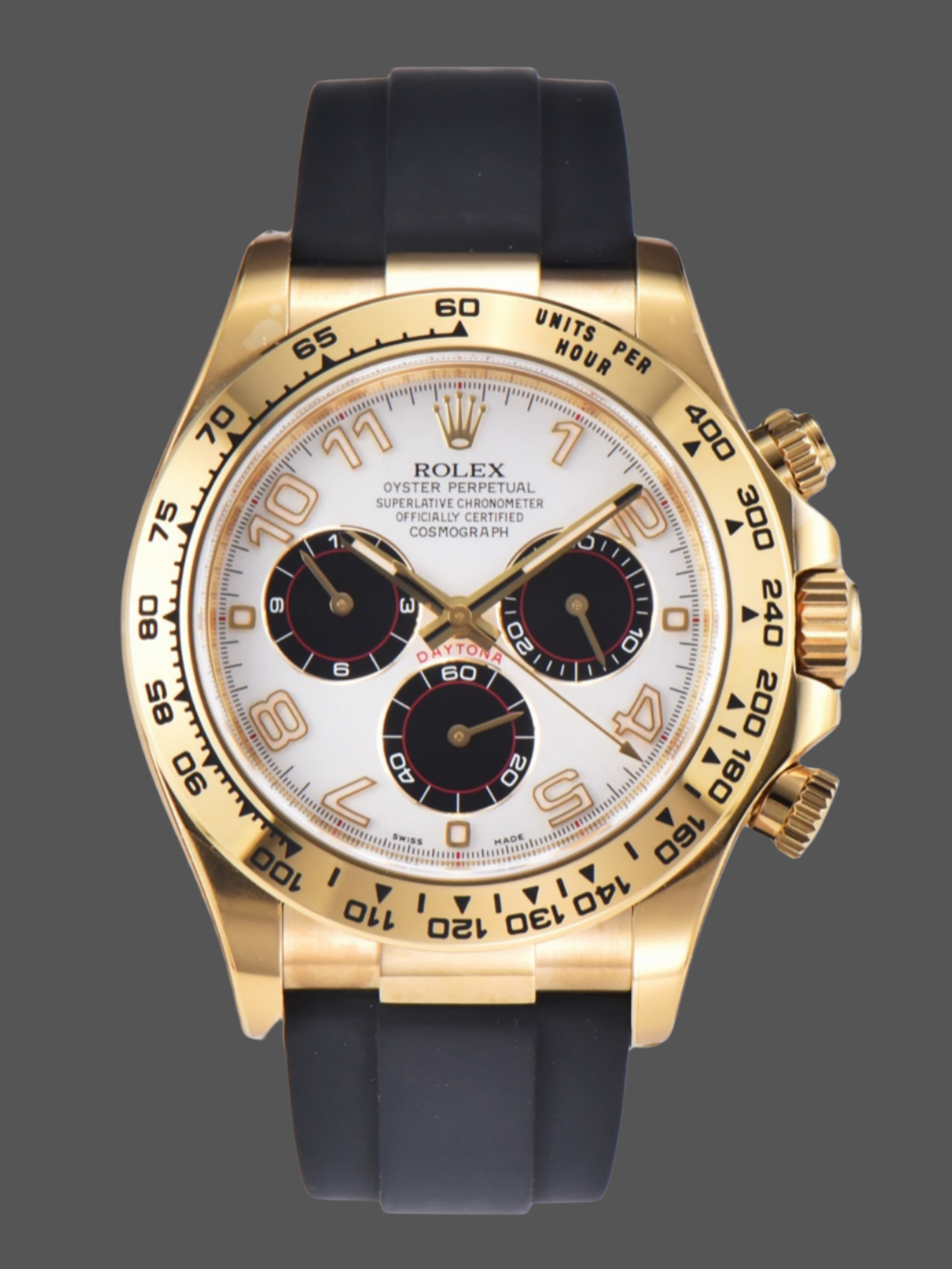 Replica Rolex Cosmograph Daytona Yellow Gold Case Silver Dial 116518 Men's Watch