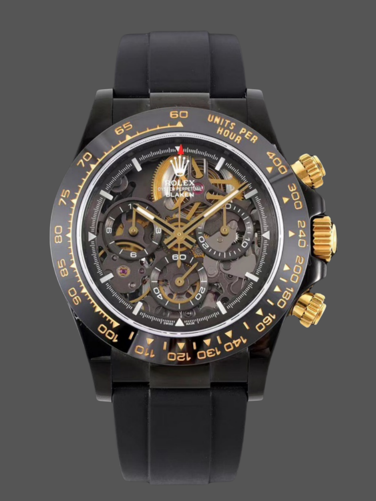 Replica Rolex Daytona Blaken Black 11 Mirror Skeleton Dial 40mm Men's Watch