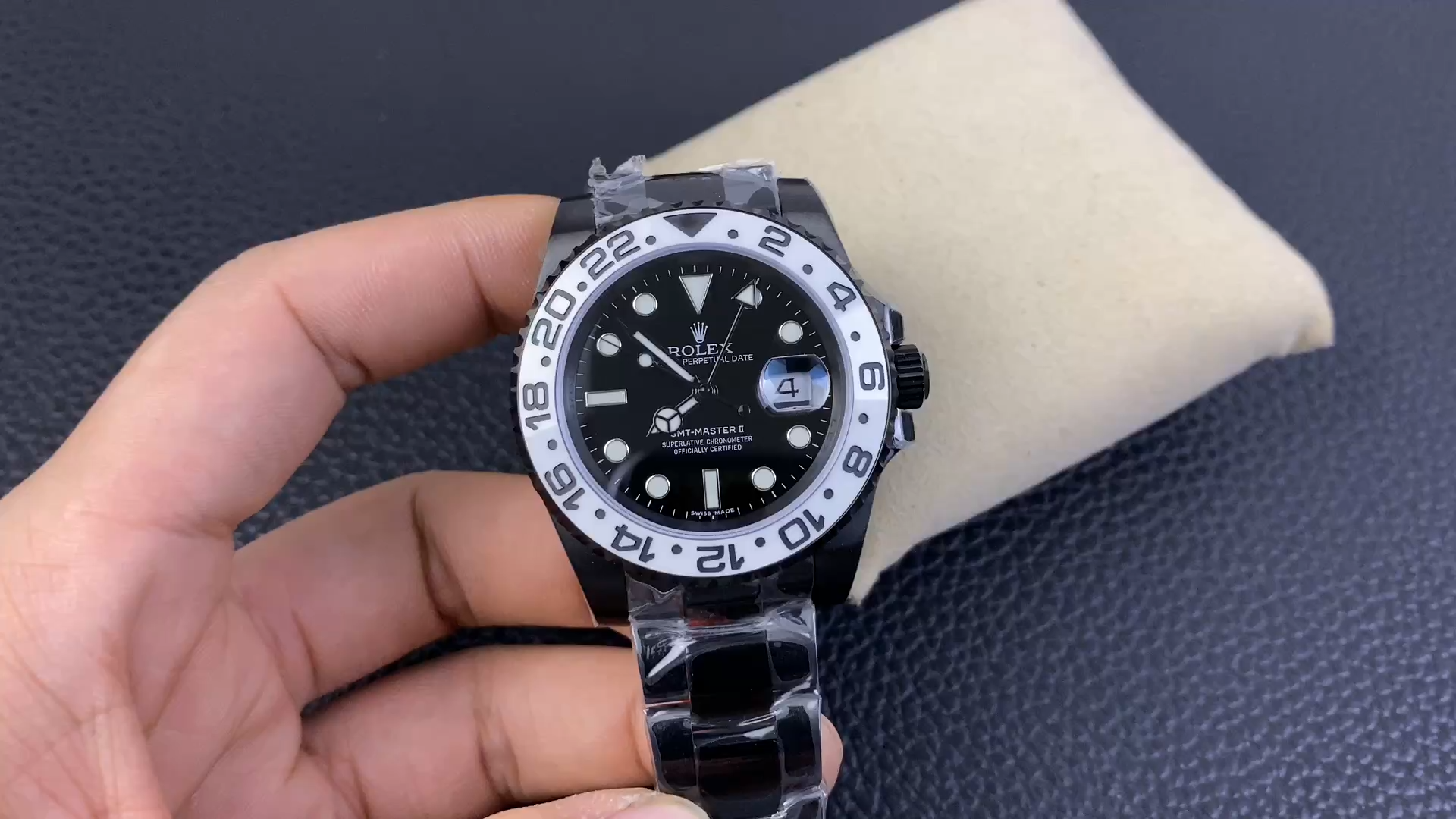 Replica Rolex GMT Master II Black PVD/DLC Coated Black Dial Stainless Steel 16710 Men's Watch