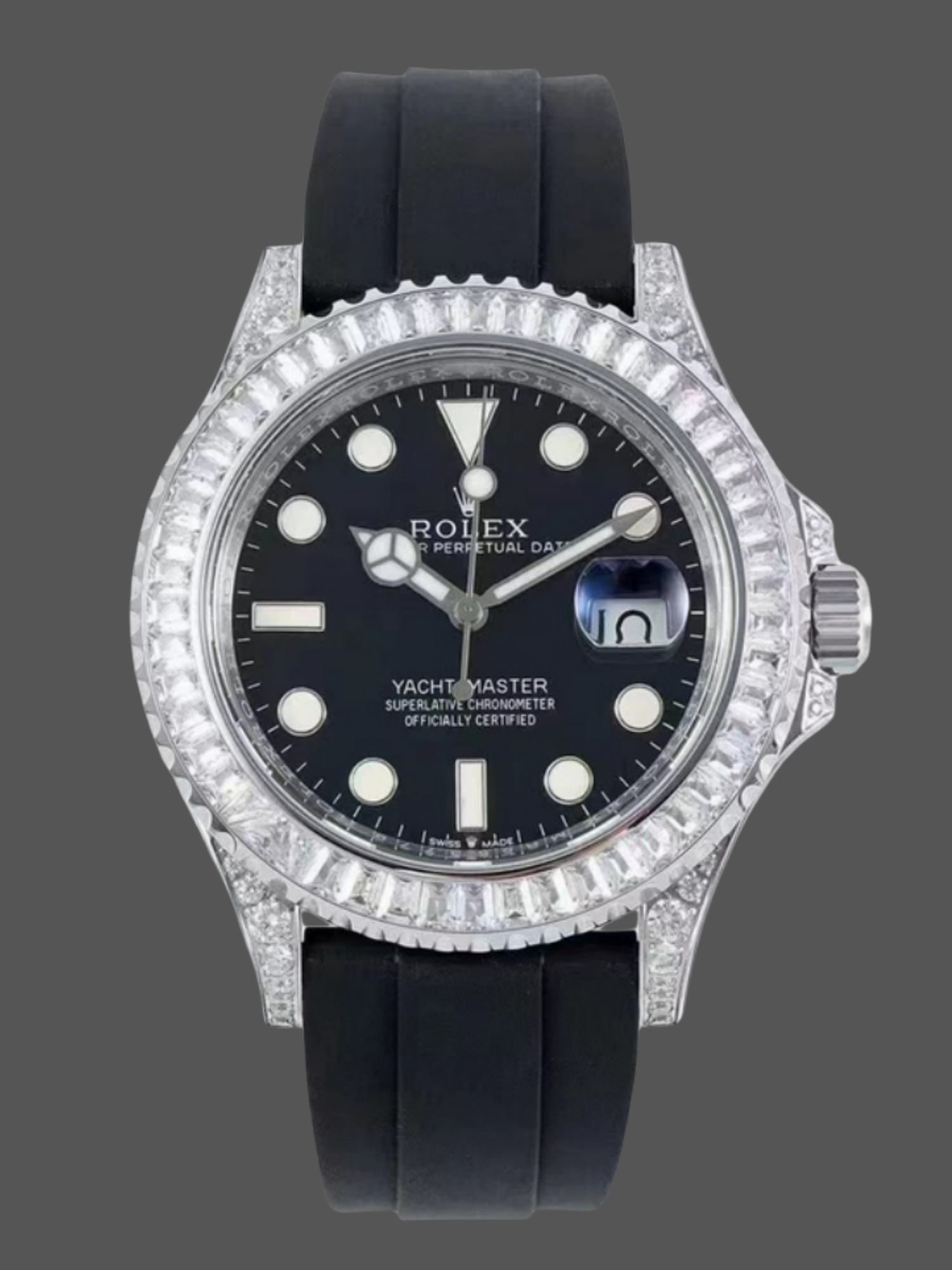 Replica Rolex Yacht Master White Gold 42mm 226679TBR Bagutte bezel Black Dial