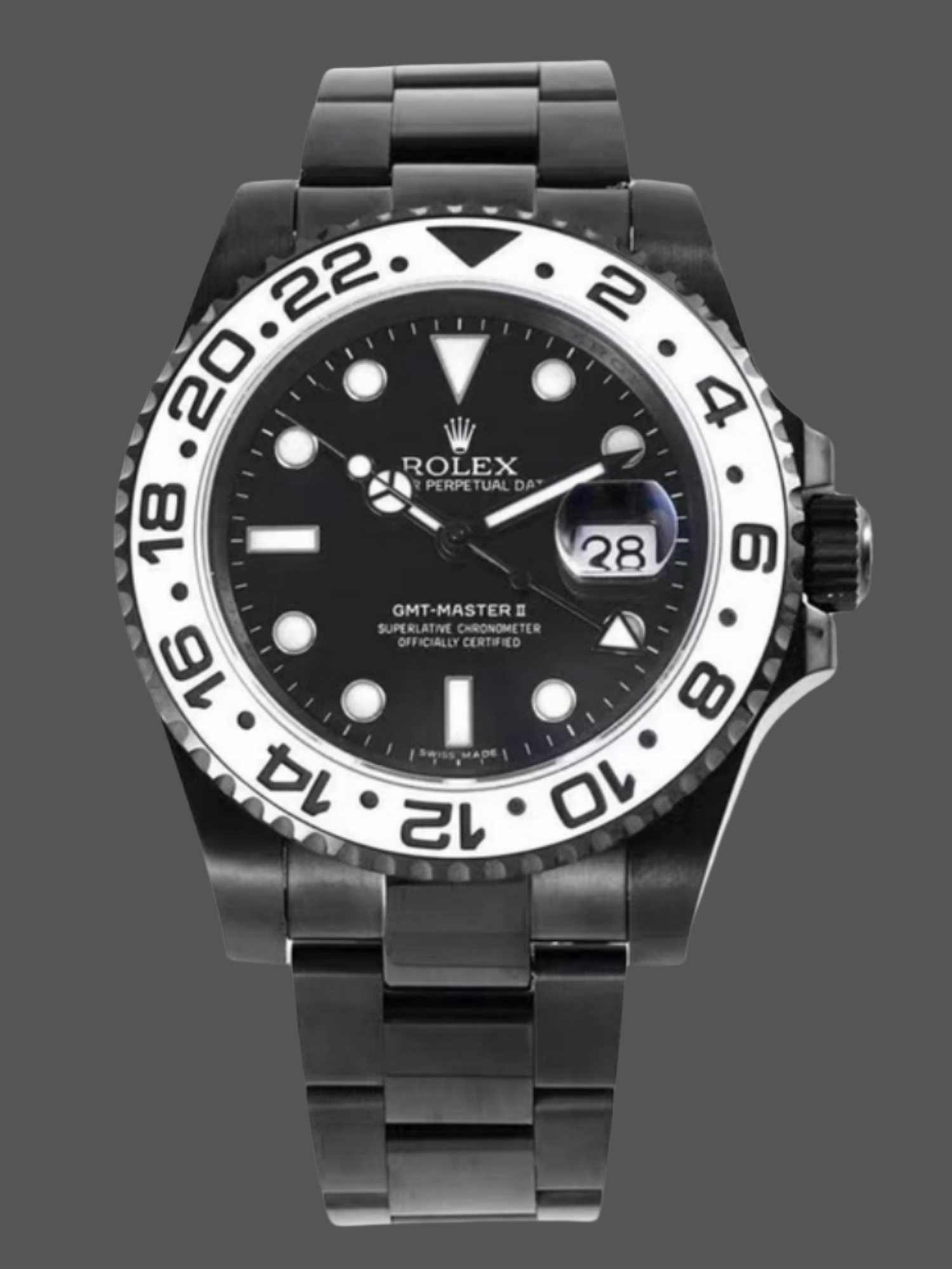 Replica Rolex GMT Master II Black PVD/DLC Coated Black Dial Stainless Steel 16710 Men's Watch
