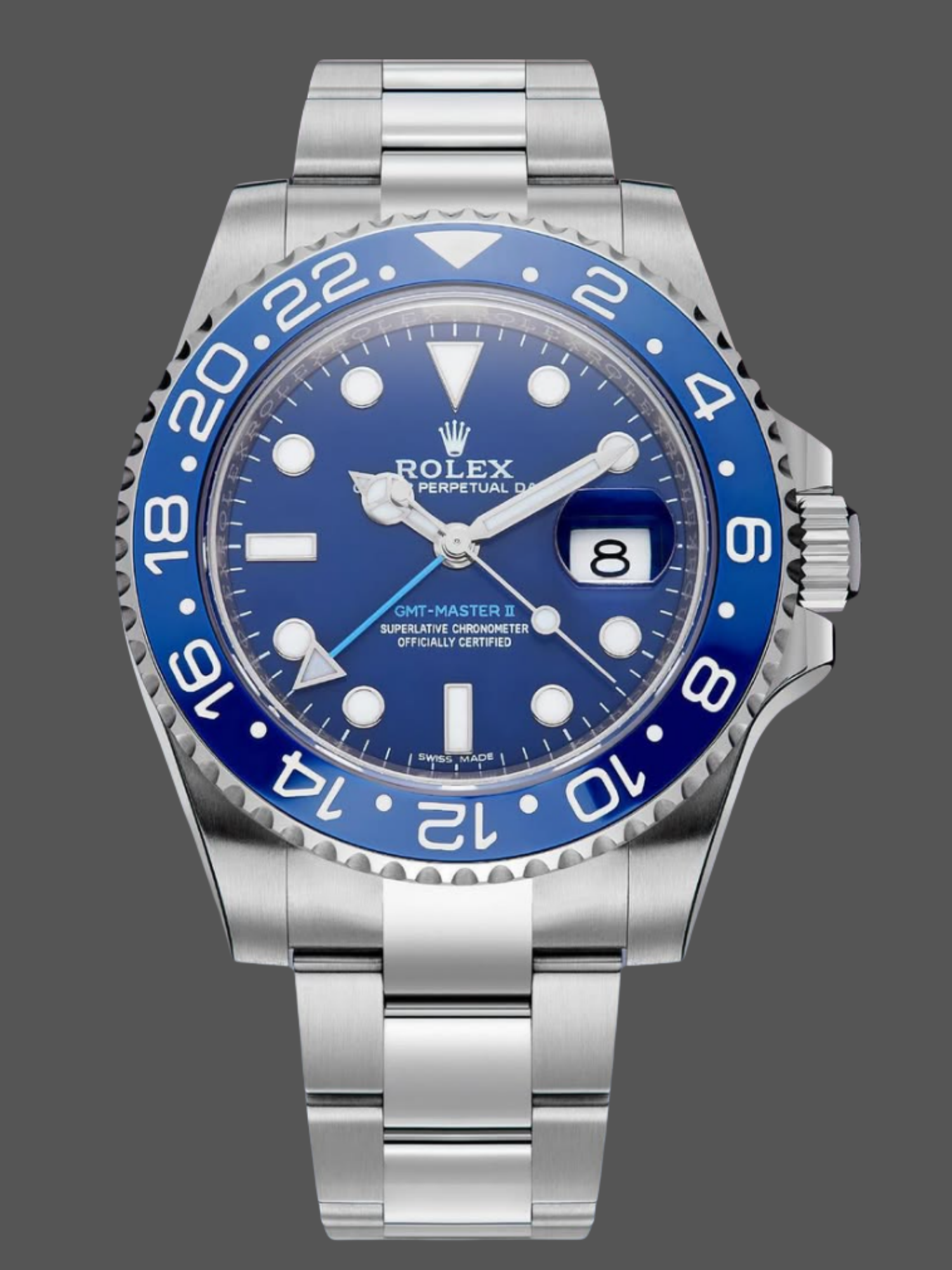 Replica Rolex GMT Master II 126710 Wildman 904L SS Blue Dial on SS Oyster Bracelet
