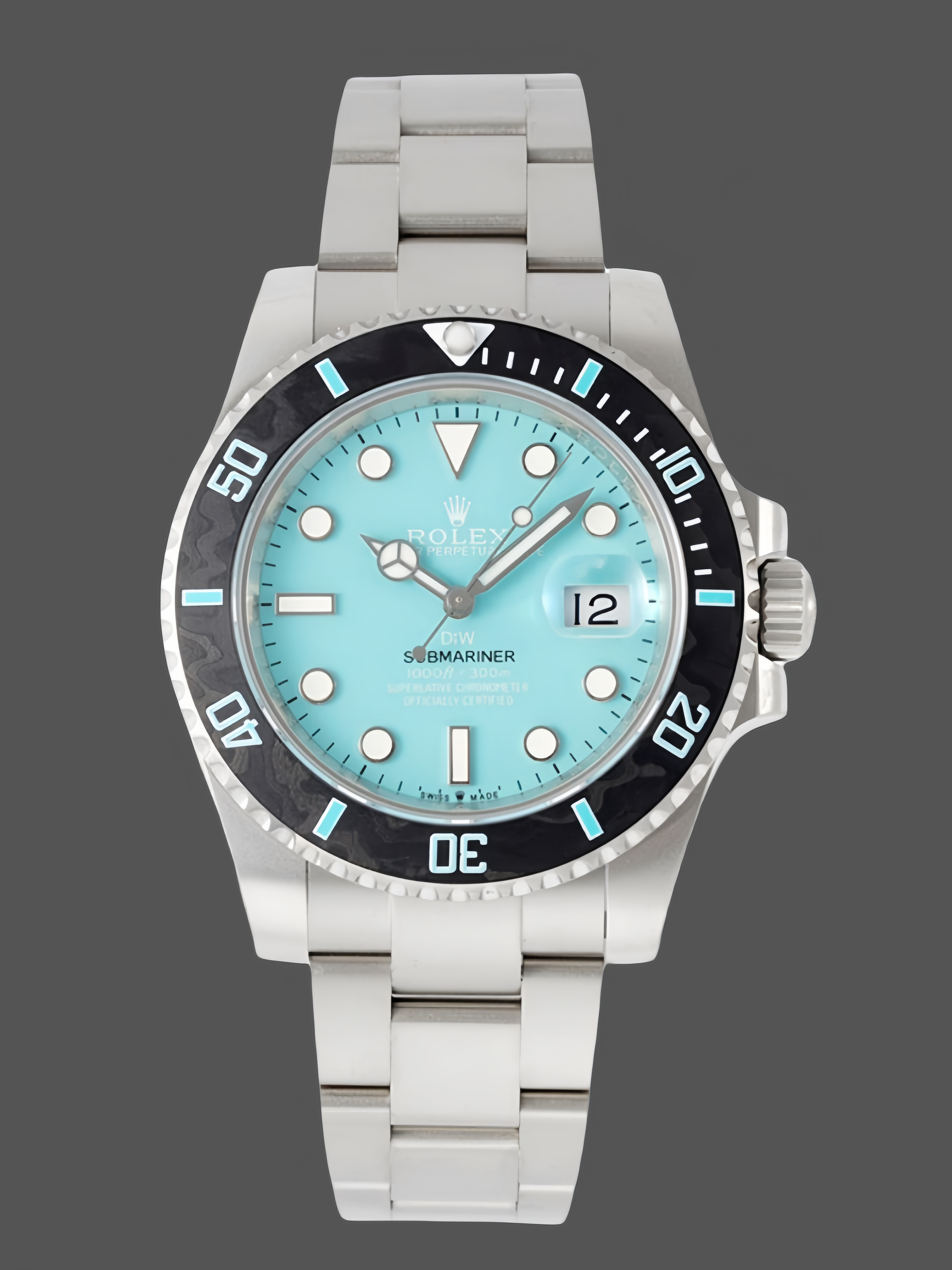 Replica Rolex Submariner Sandblasted DIWF Edition Carbon Bezel Tiffany Ice Blue Dial