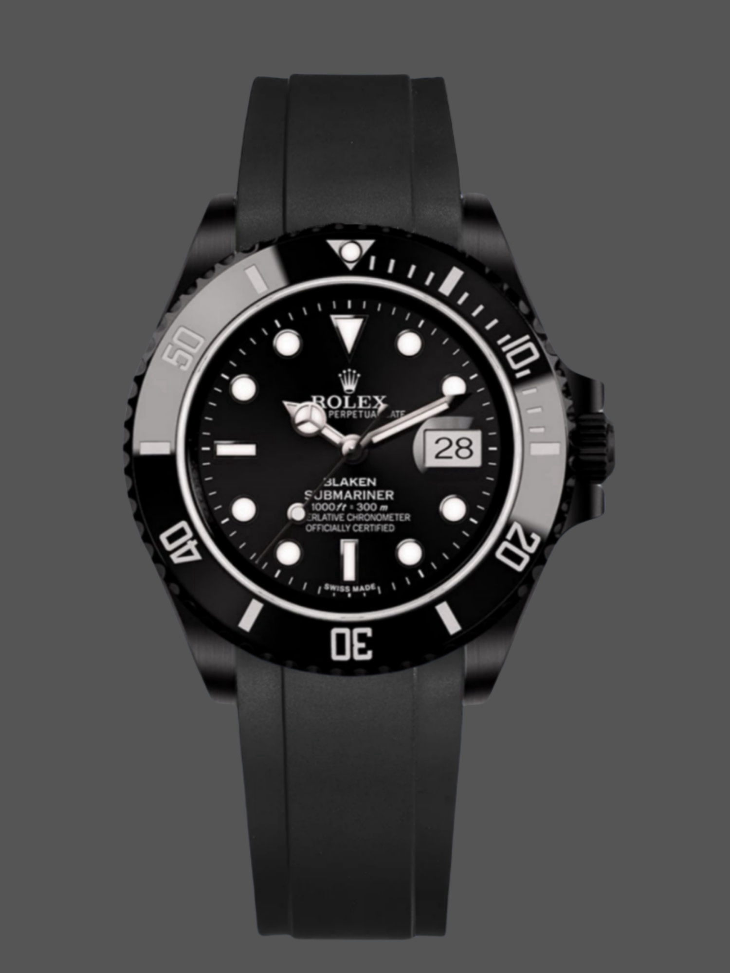 Replica Rolex Blaken Submariner 116610 Black Dial DLC 40mm Men's Watch